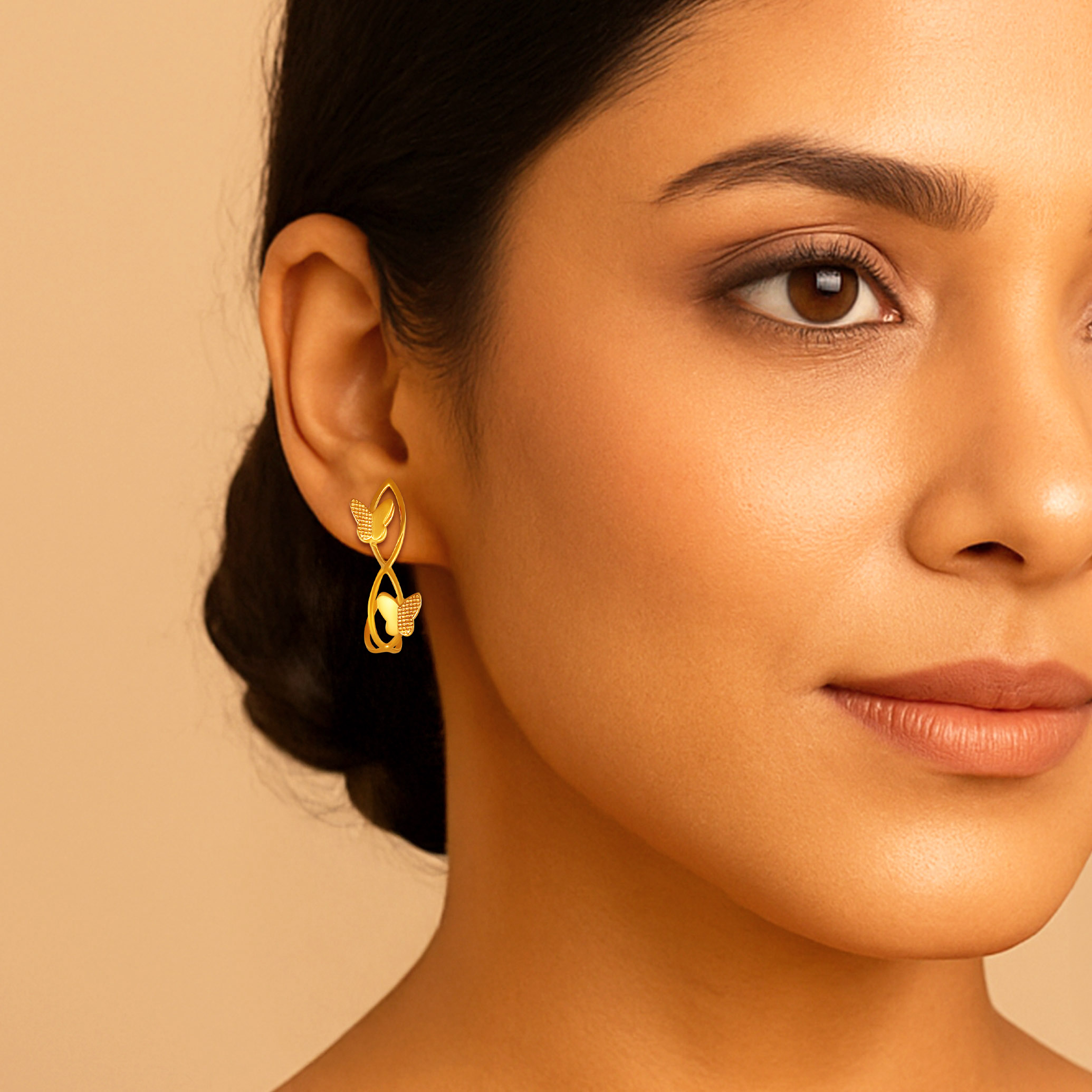 Delicate Butterfly Gold Hoop Earrings - Senco Gold and Diamonds
