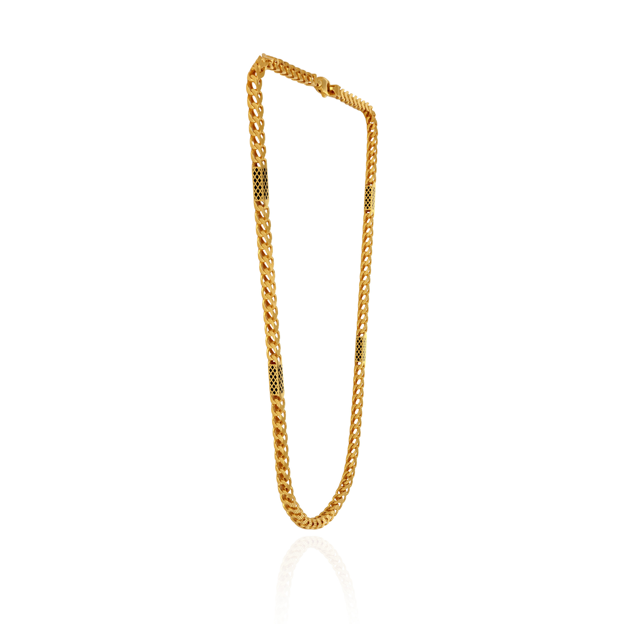 Textured Chevron Men's Gold Chain - Senco Gold and Diamonds