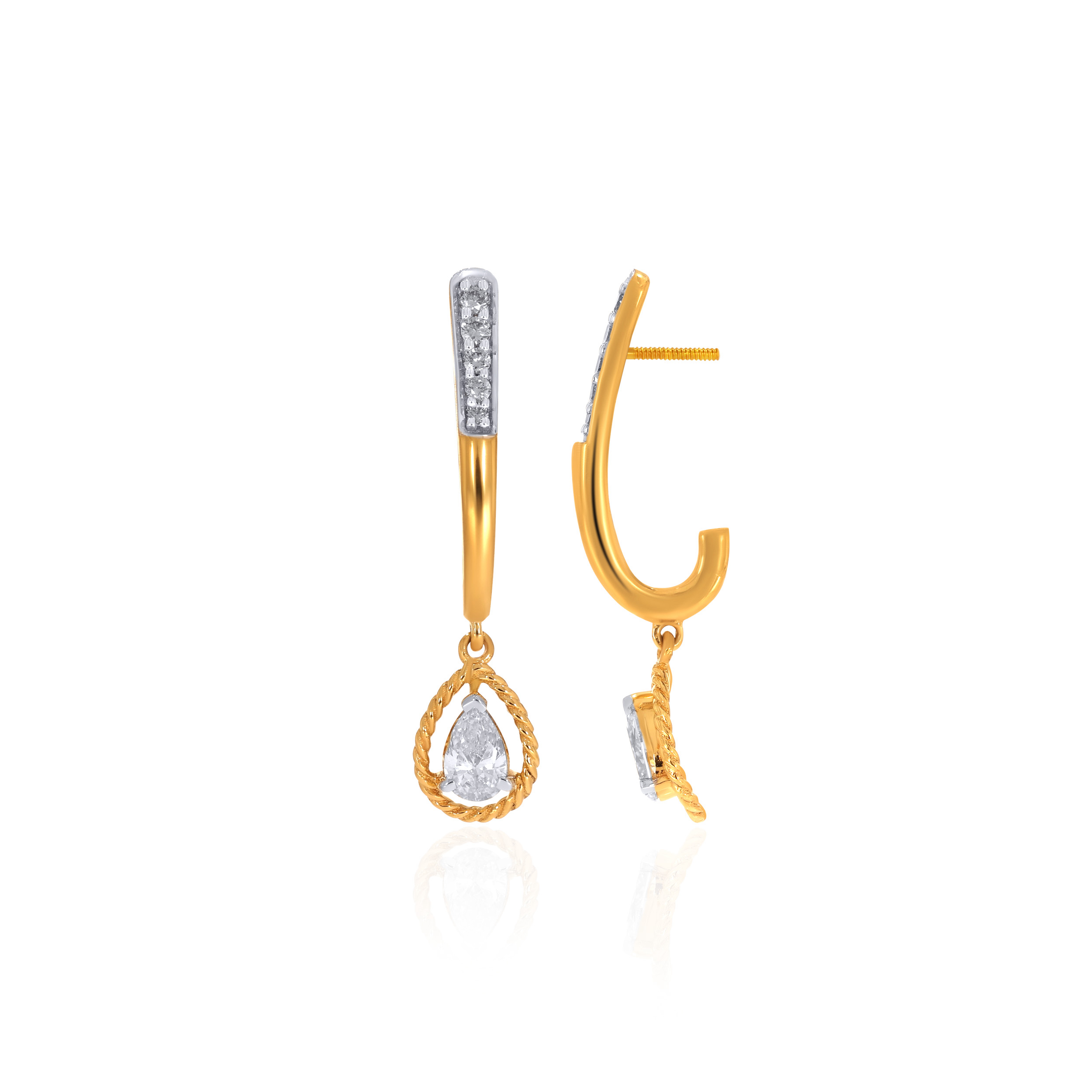 18K Yellow Gold Diamond Drop Earrings-DT-D000773818 - Senco Gold and Diamonds