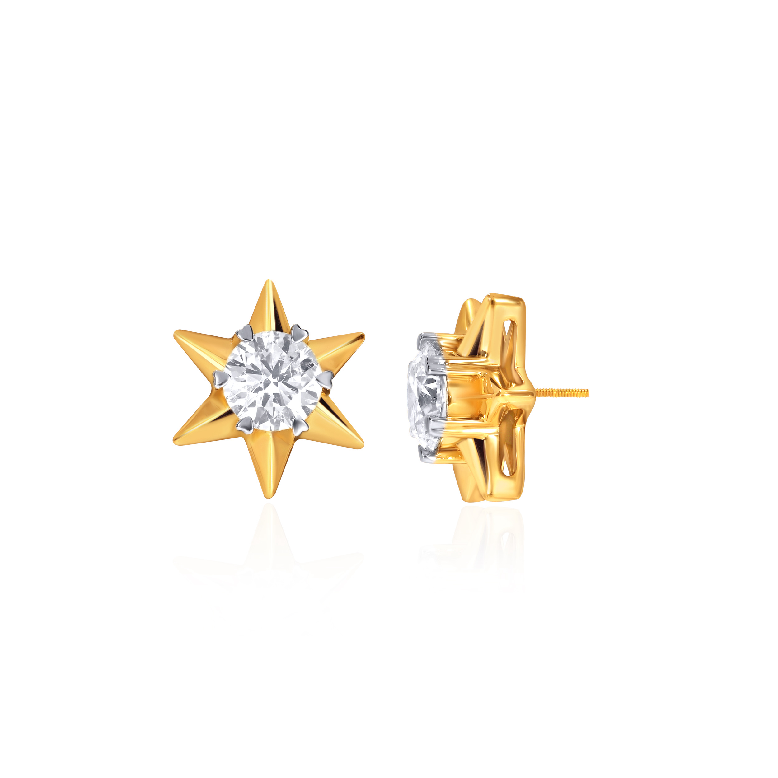 Starry Sheen Solitaire Studs - Senco Gold and Diamonds