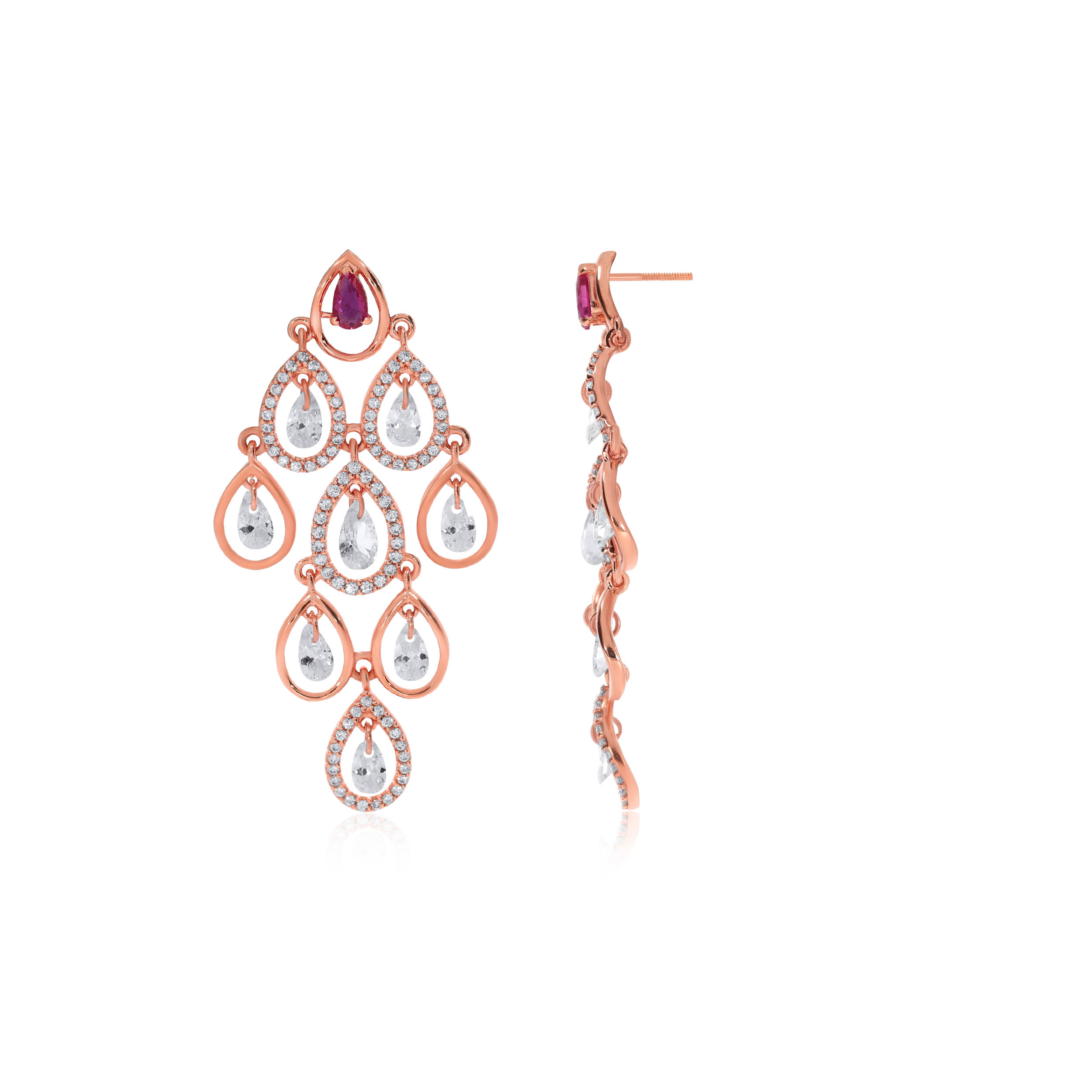Rosy Droplets Gold Danglers - Senco Gold and Diamonds
