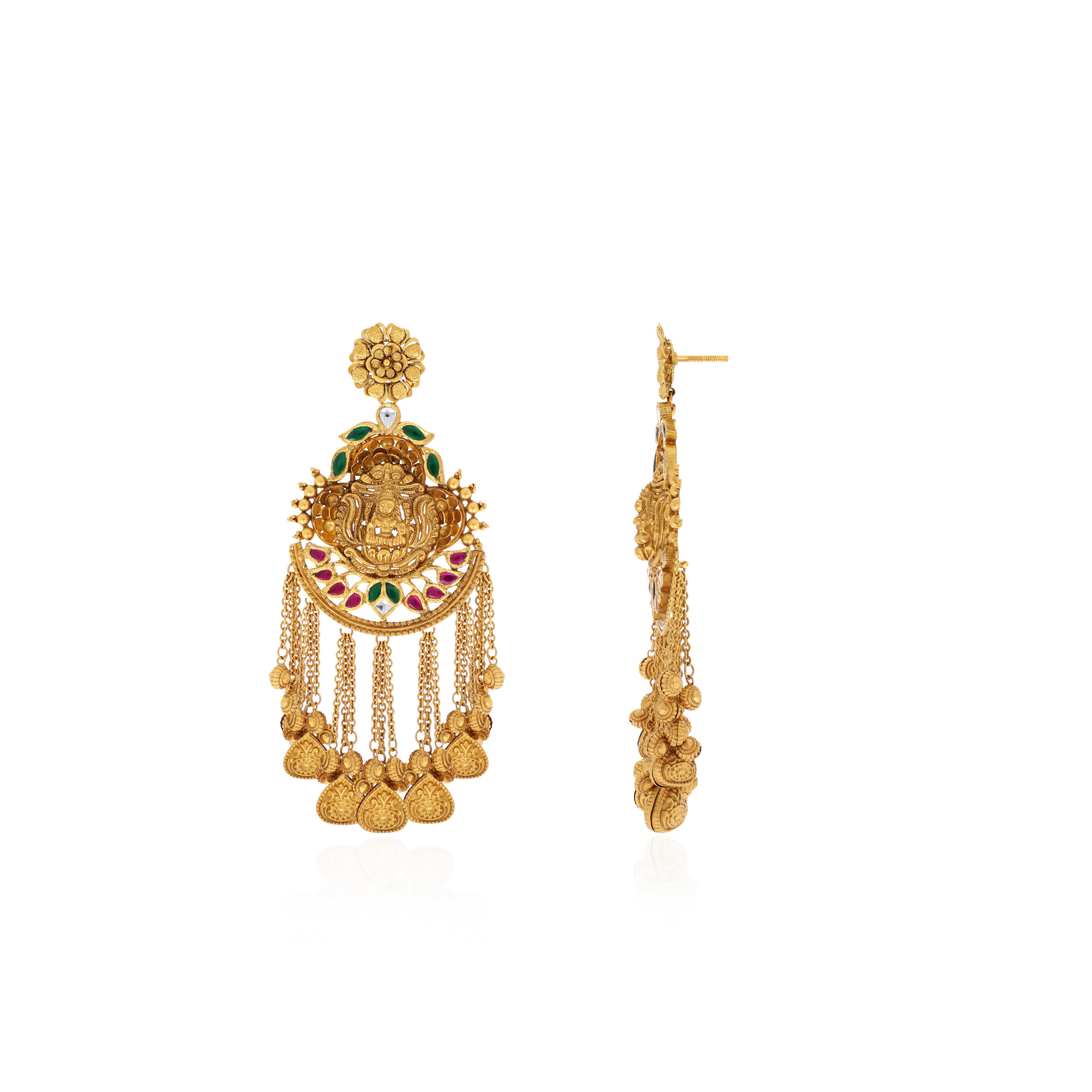 Divine Antique Gold Kundan Danglers - Senco Gold and Diamonds