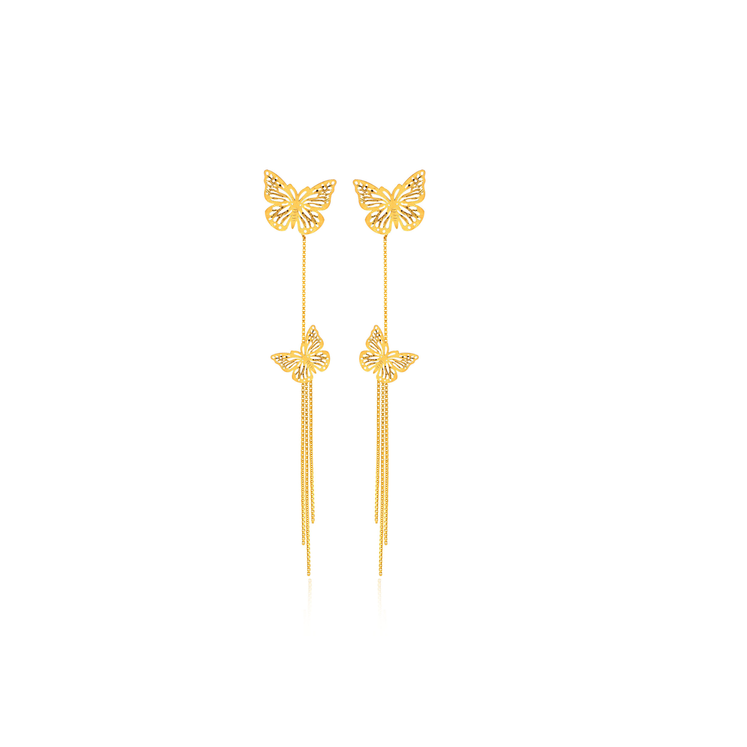 Trendy Flutter Gold Long Earrings - Senco Gold and Diamonds