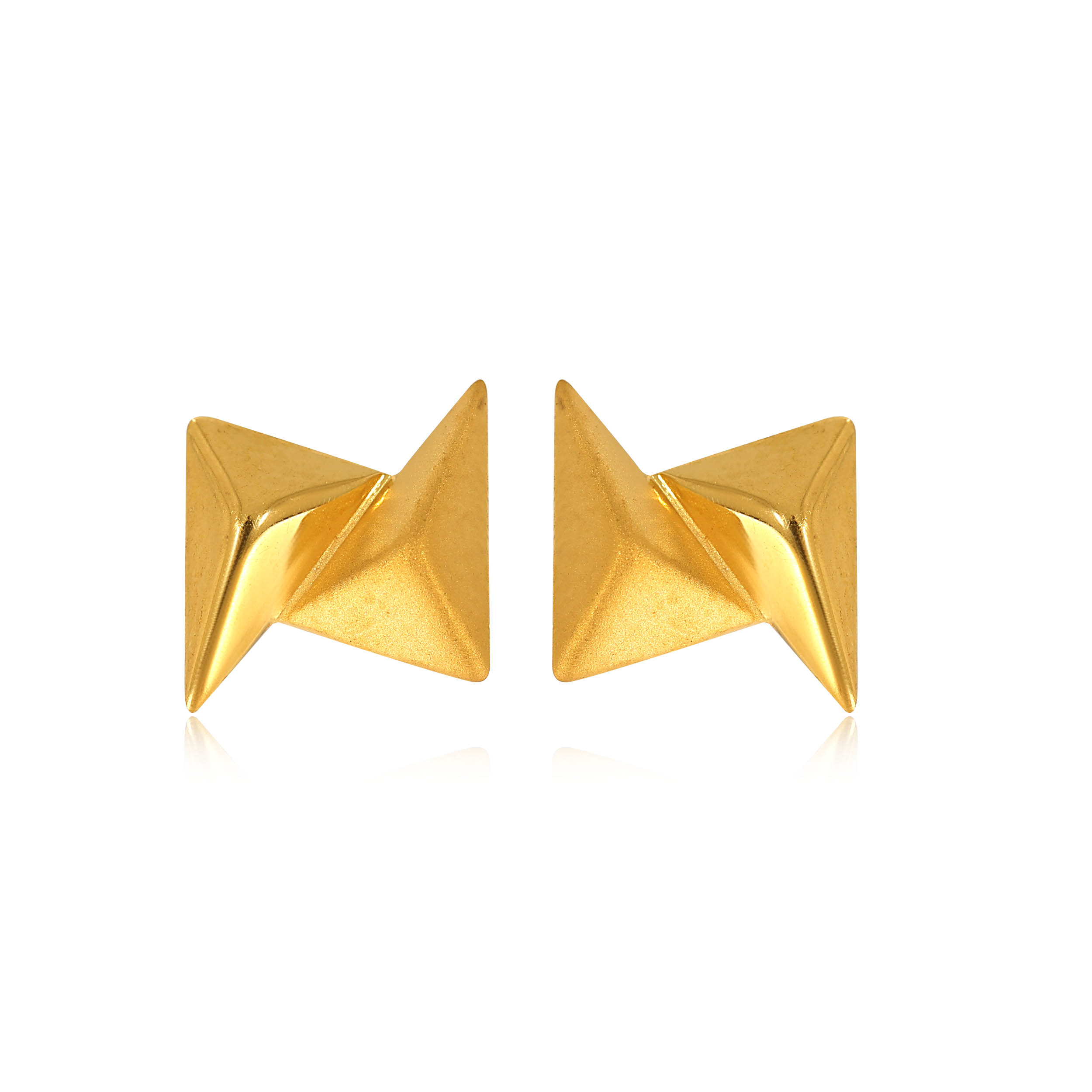 Origami Sheen Gold Studs - Senco Gold and Diamonds