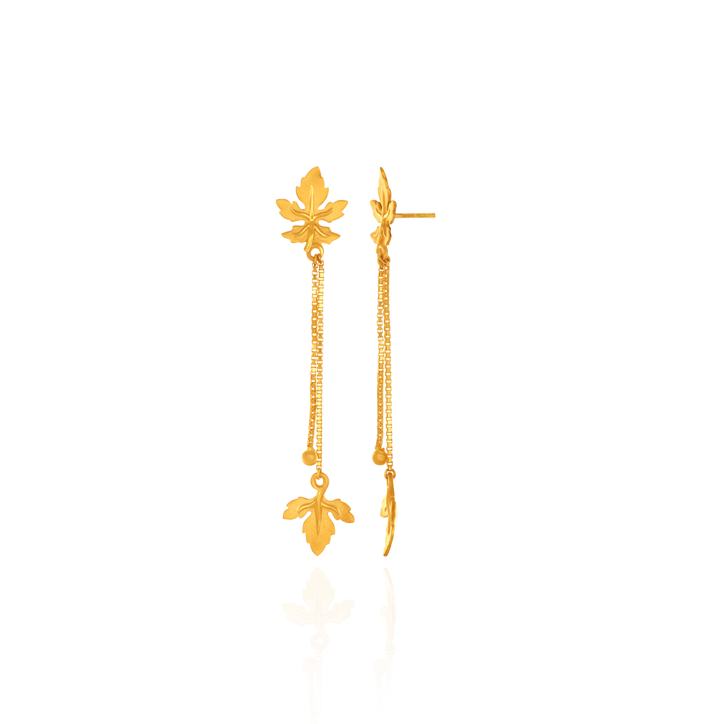 Romantic Leaf Motif Gold Earrings - Senco Gold and Diamonds