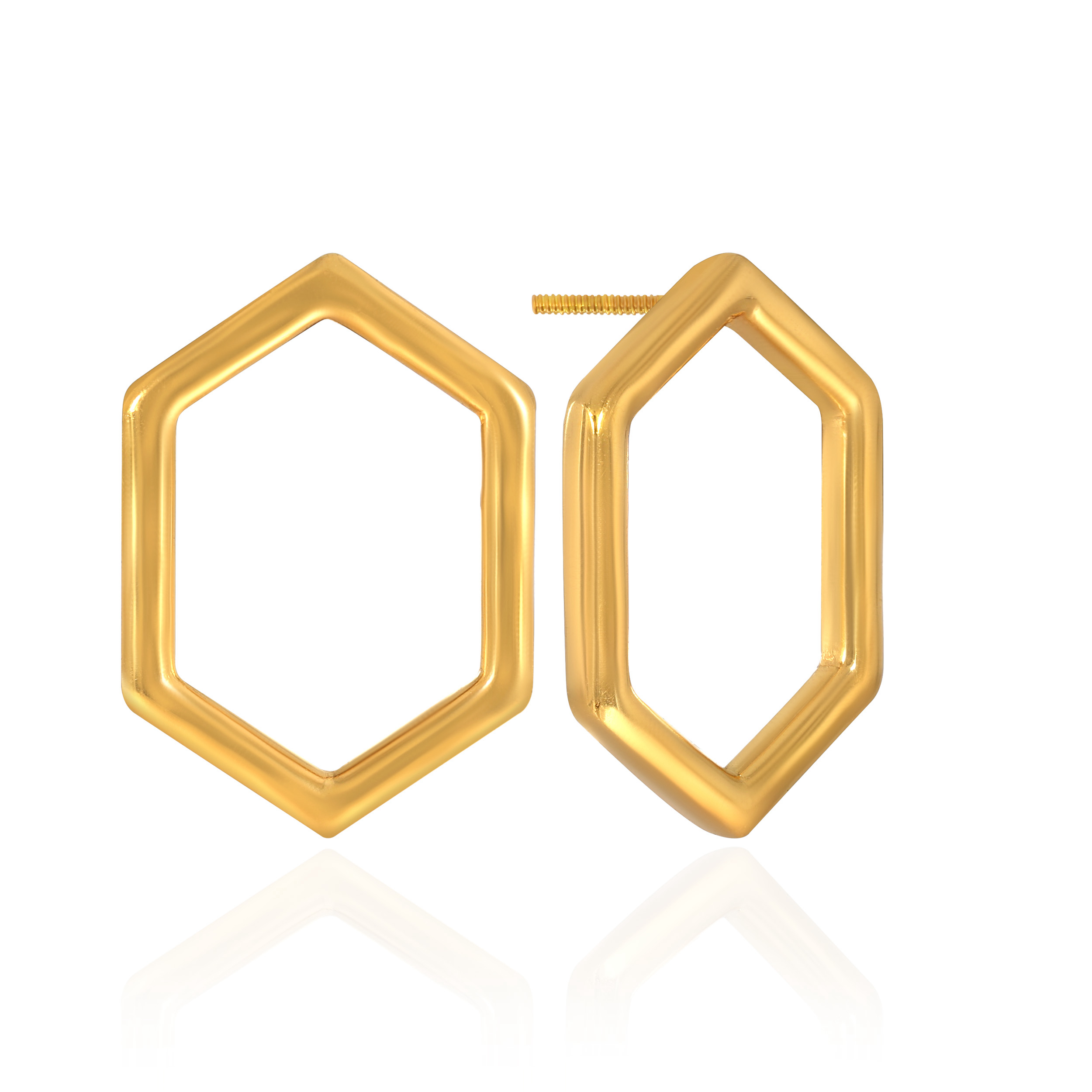Minimalist Hexa Gold Earrings - Senco Gold and Diamonds