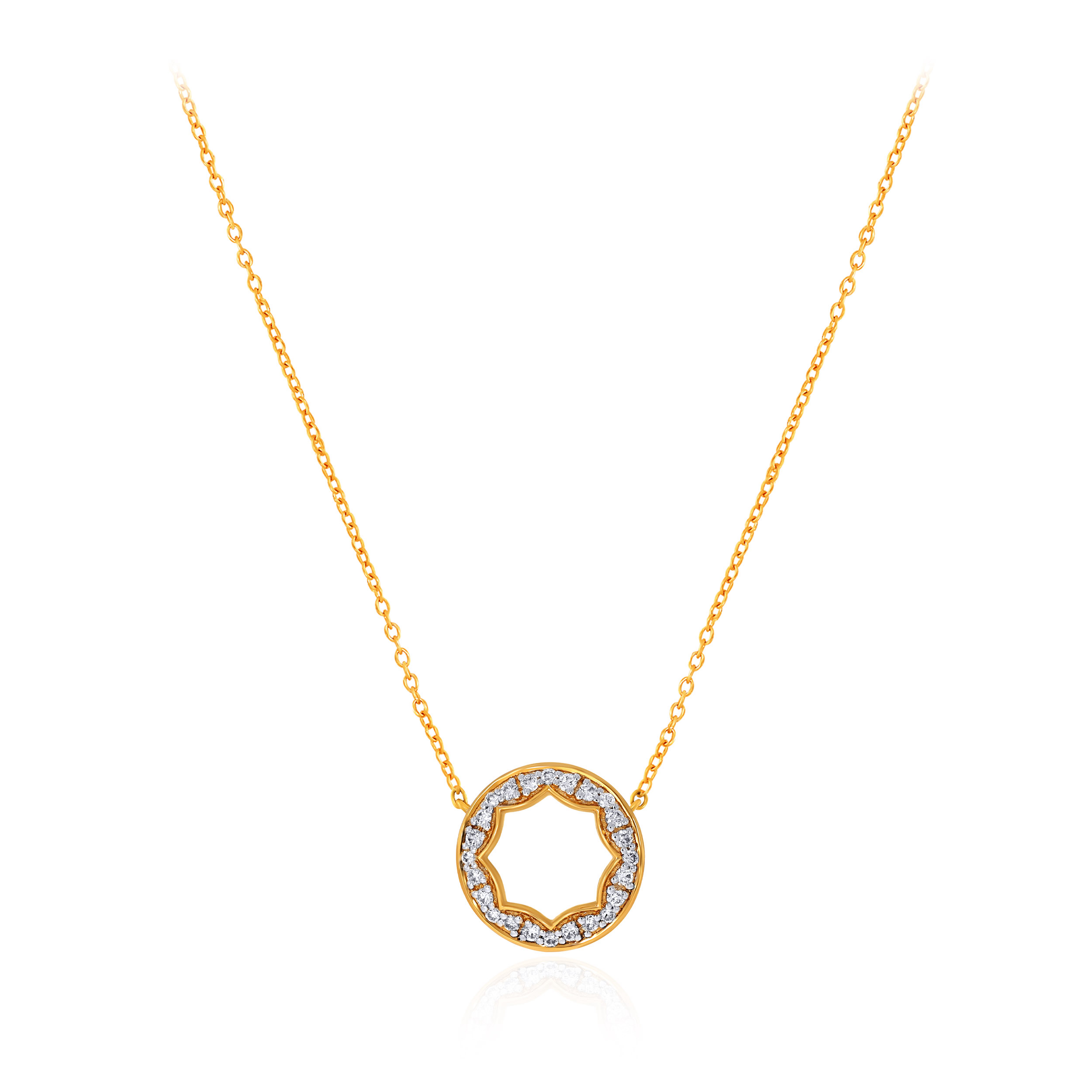 Sunlit Open Circle Diamond Chain Pendant - Senco Gold and Diamonds