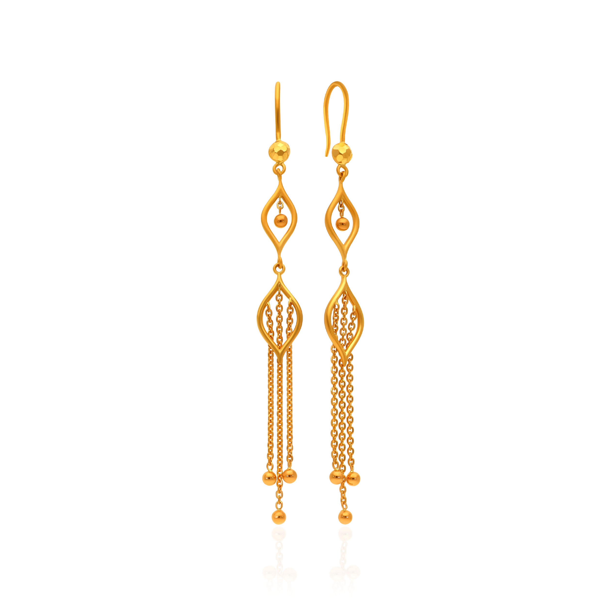 Elegant Tassel Swirl Gold Dangler Earrings - Senco Gold and Diamonds