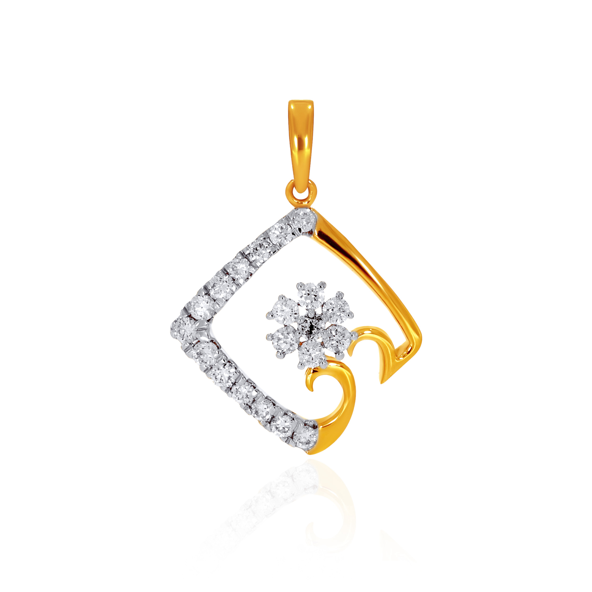 Asymmetric Flower Diamond Pendant - Senco Gold and Diamonds