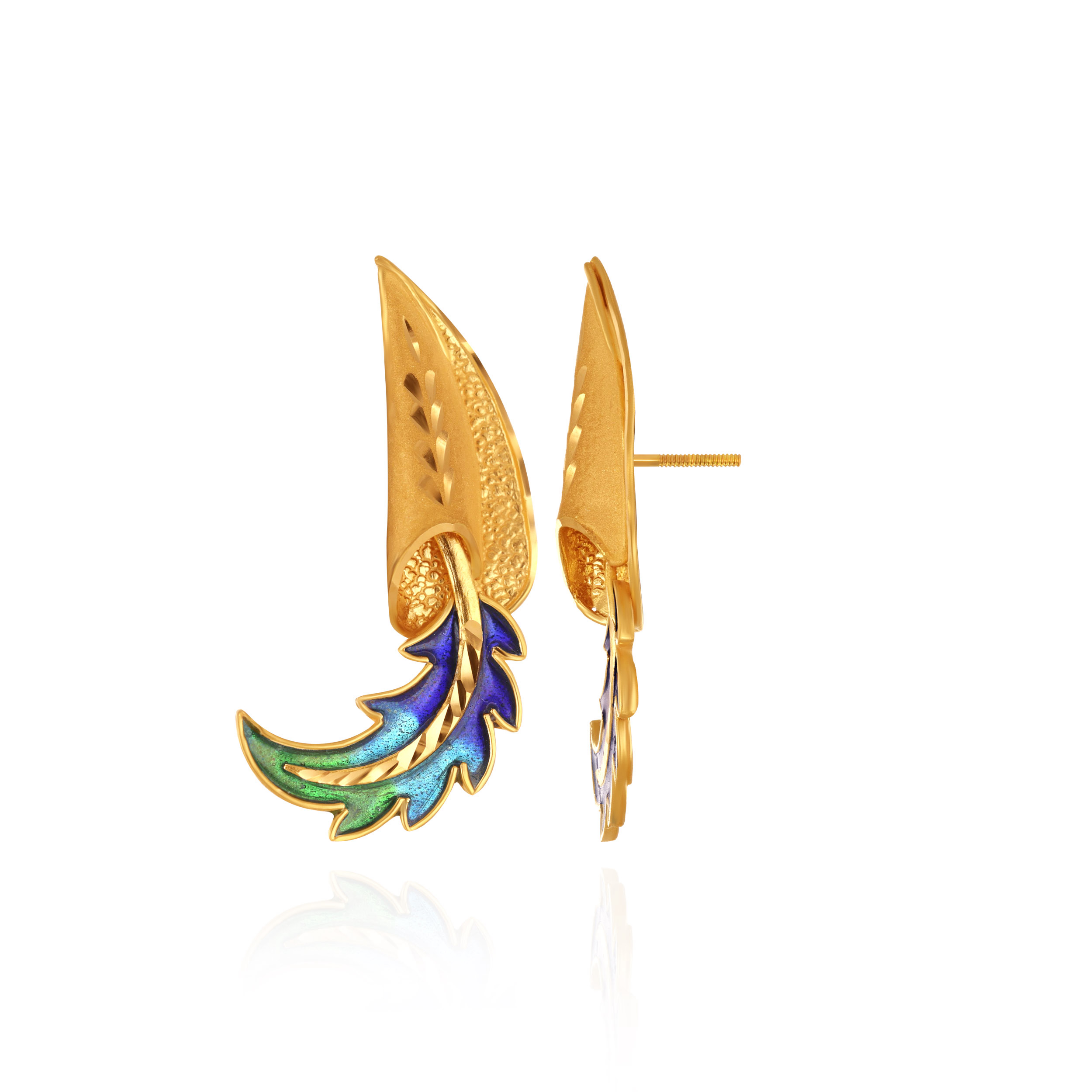 Elysian Plume Gold Studs - Senco Gold and Diamonds