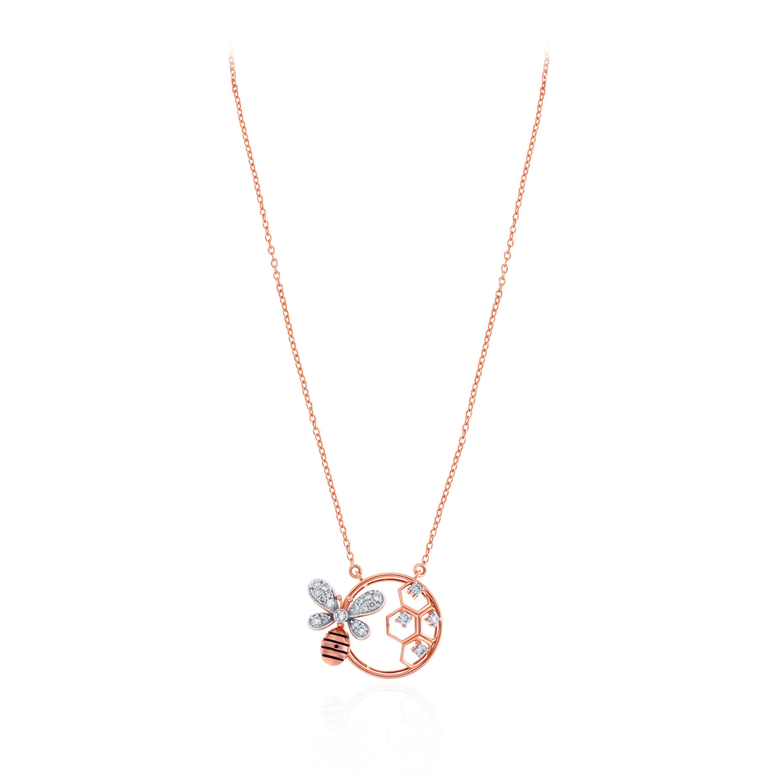 Sparkling Beehive Diamond Chain Pendant - Senco Gold and Diamonds
