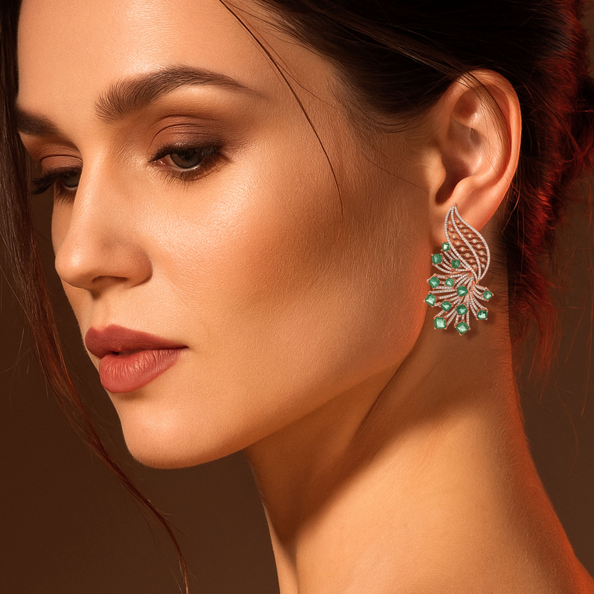 Lush Foliage Cascade Diamond Earrings - Senco Gold and Diamonds