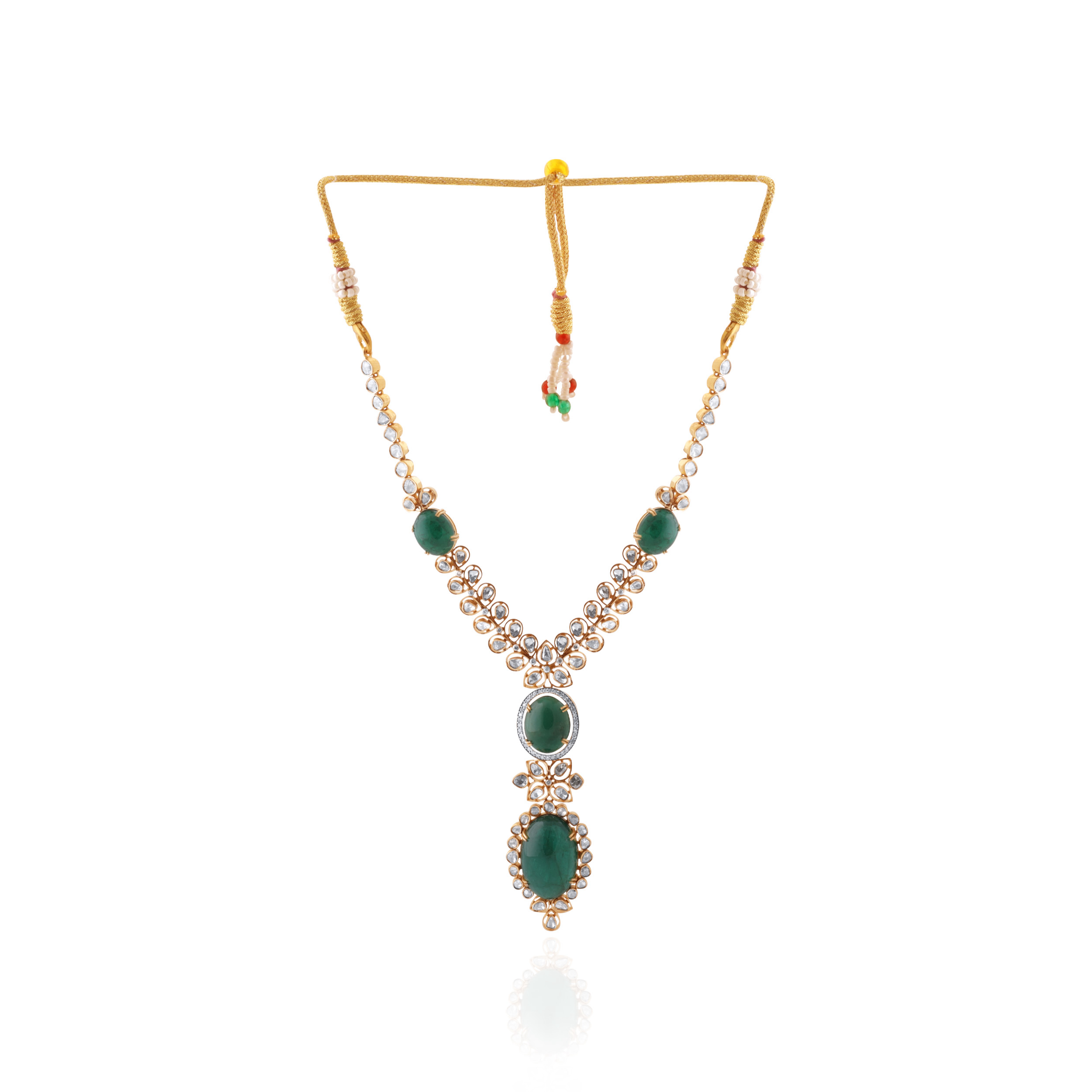 Regal Verdure Polki Diamond Necklace - Senco Gold and Diamonds