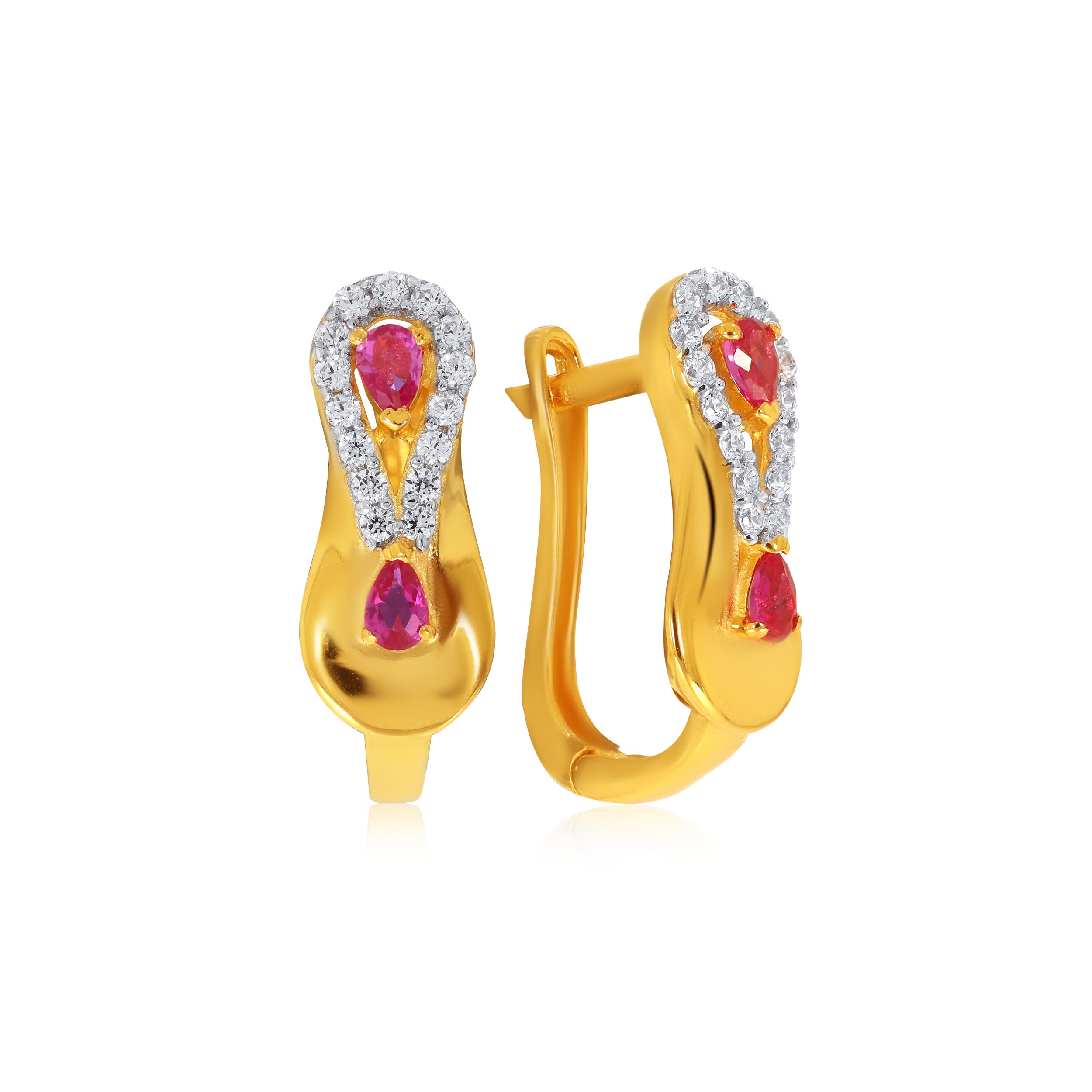 Dual Grace Gold Hoop Earrings - Senco Gold and Diamonds