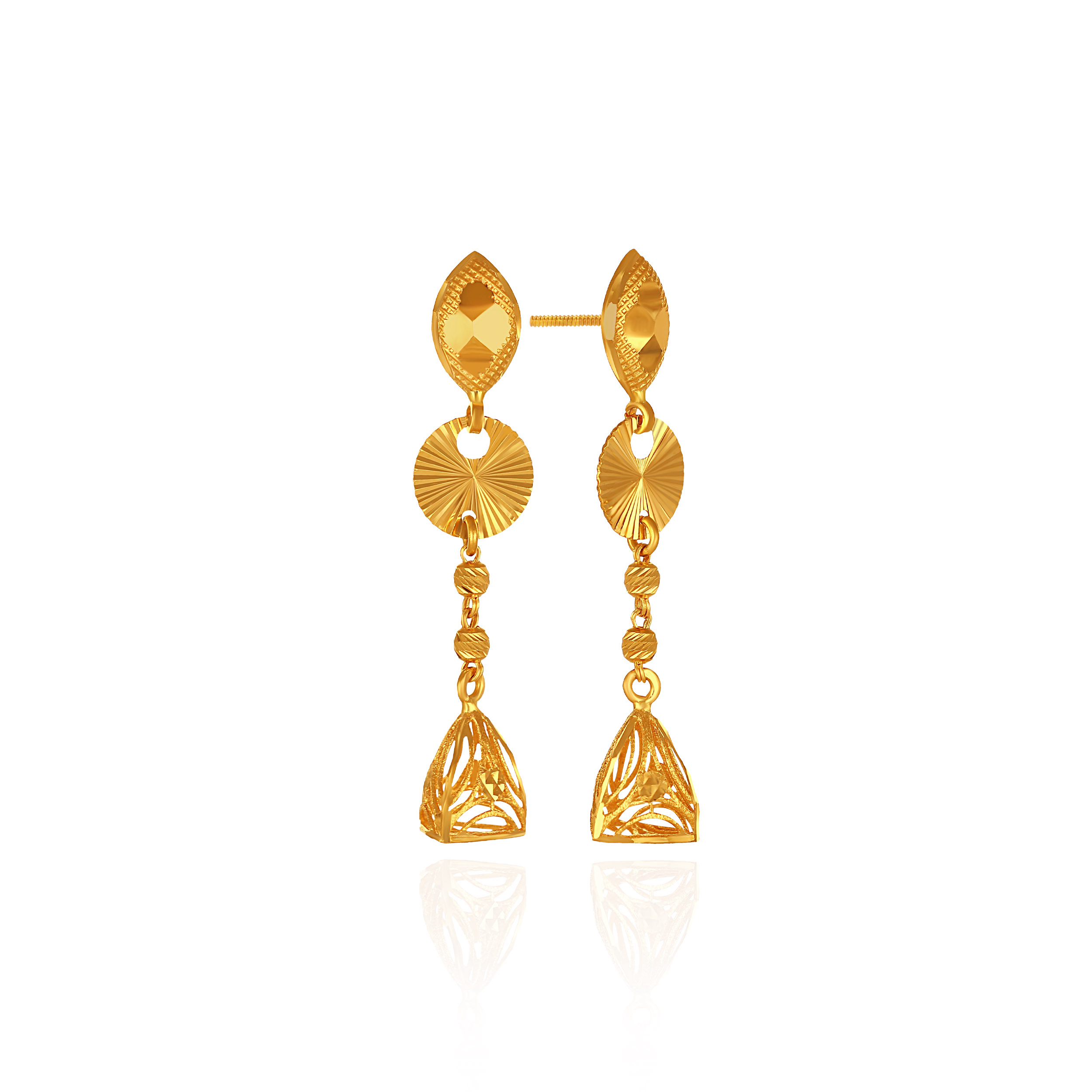 Aurielle Textured Gold Layered Earrings - Senco Gold and Diamonds