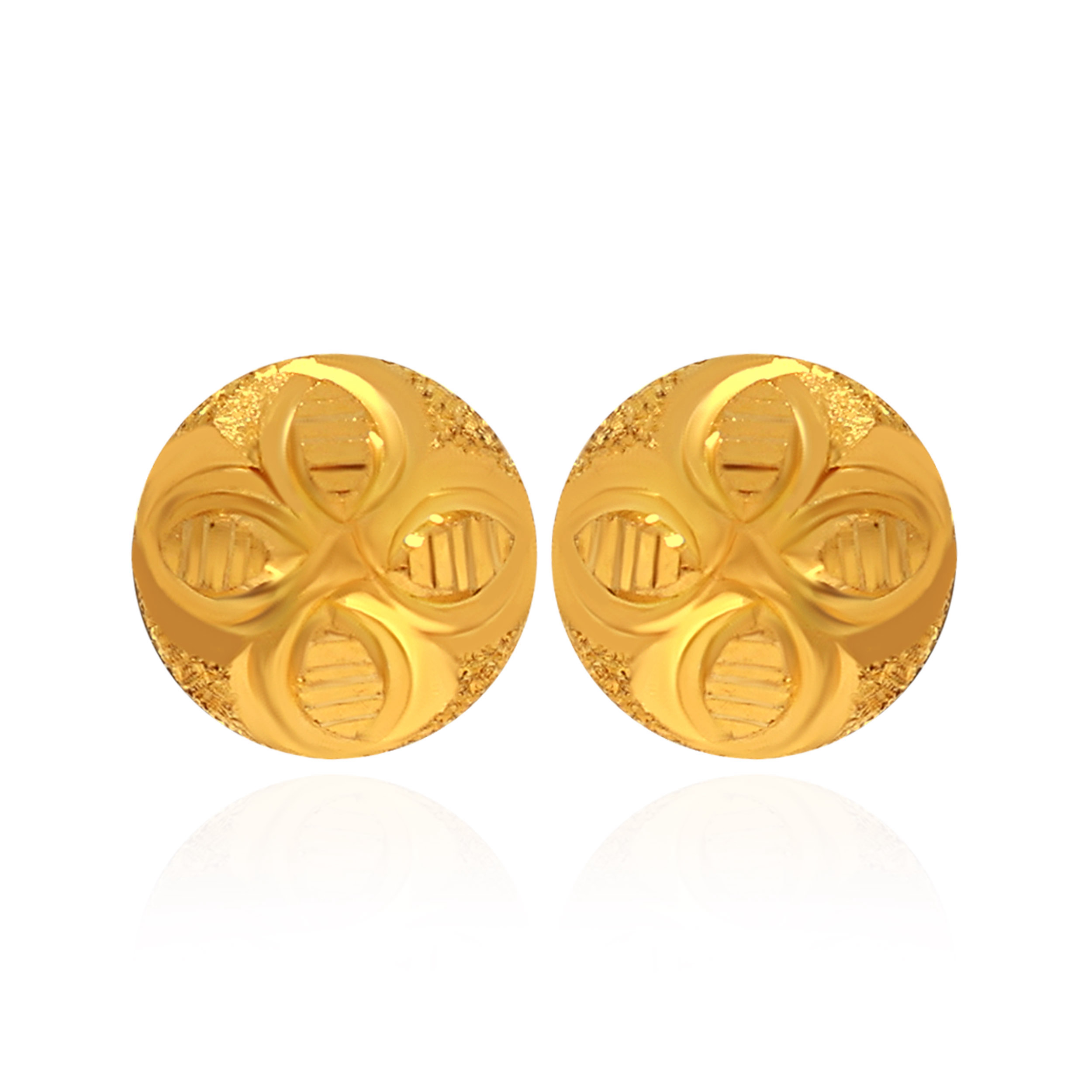 Frosted Haze Textured Gold Studs - Senco Gold and Diamonds