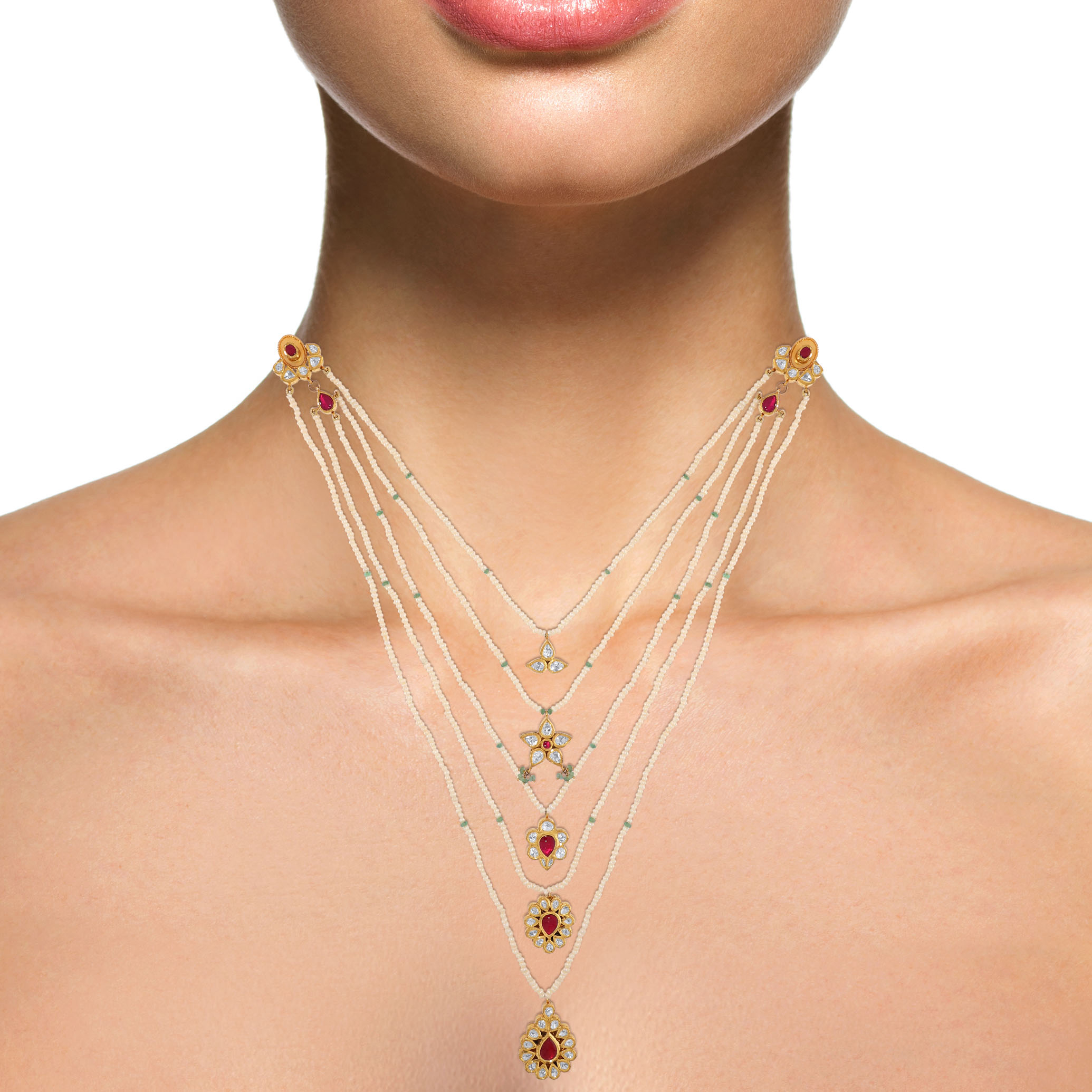 22K Yellow Gold Kundan Necklace-GN-D000788442 - Senco Gold and Diamonds