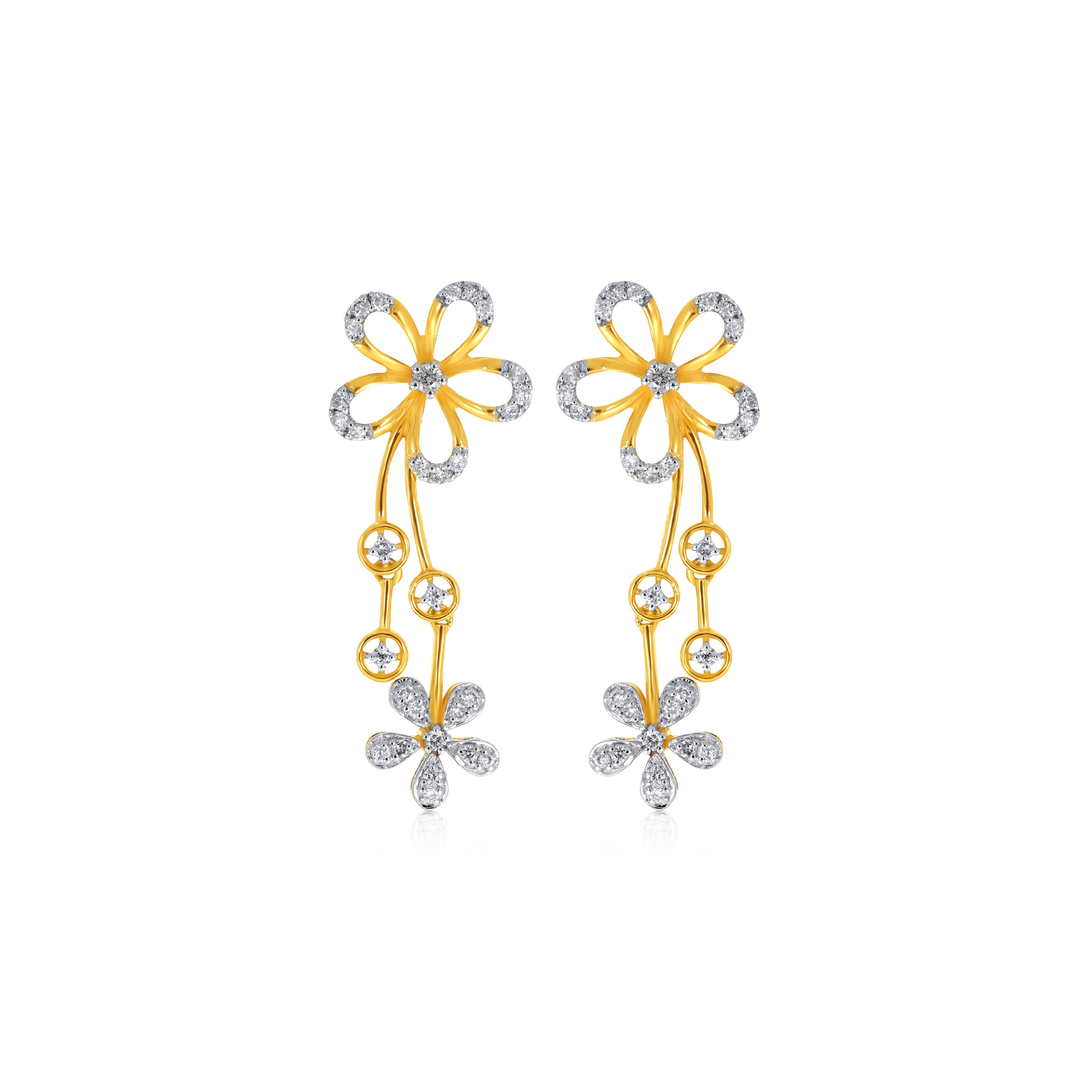 Floral Grace Diamond Drop Earrings - Senco Gold and Diamonds