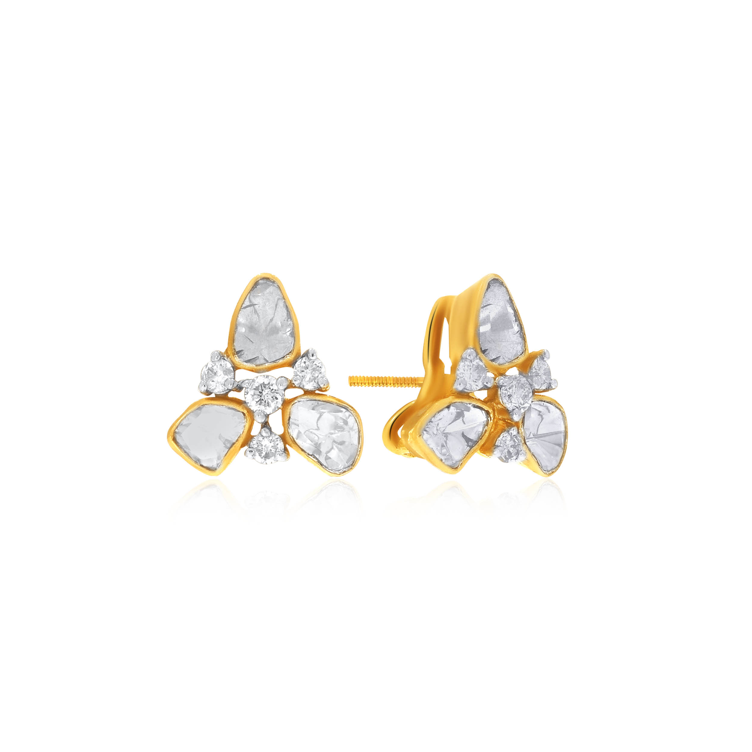 Trio Brilliance Polki Diamond Studs - Senco Gold and Diamonds