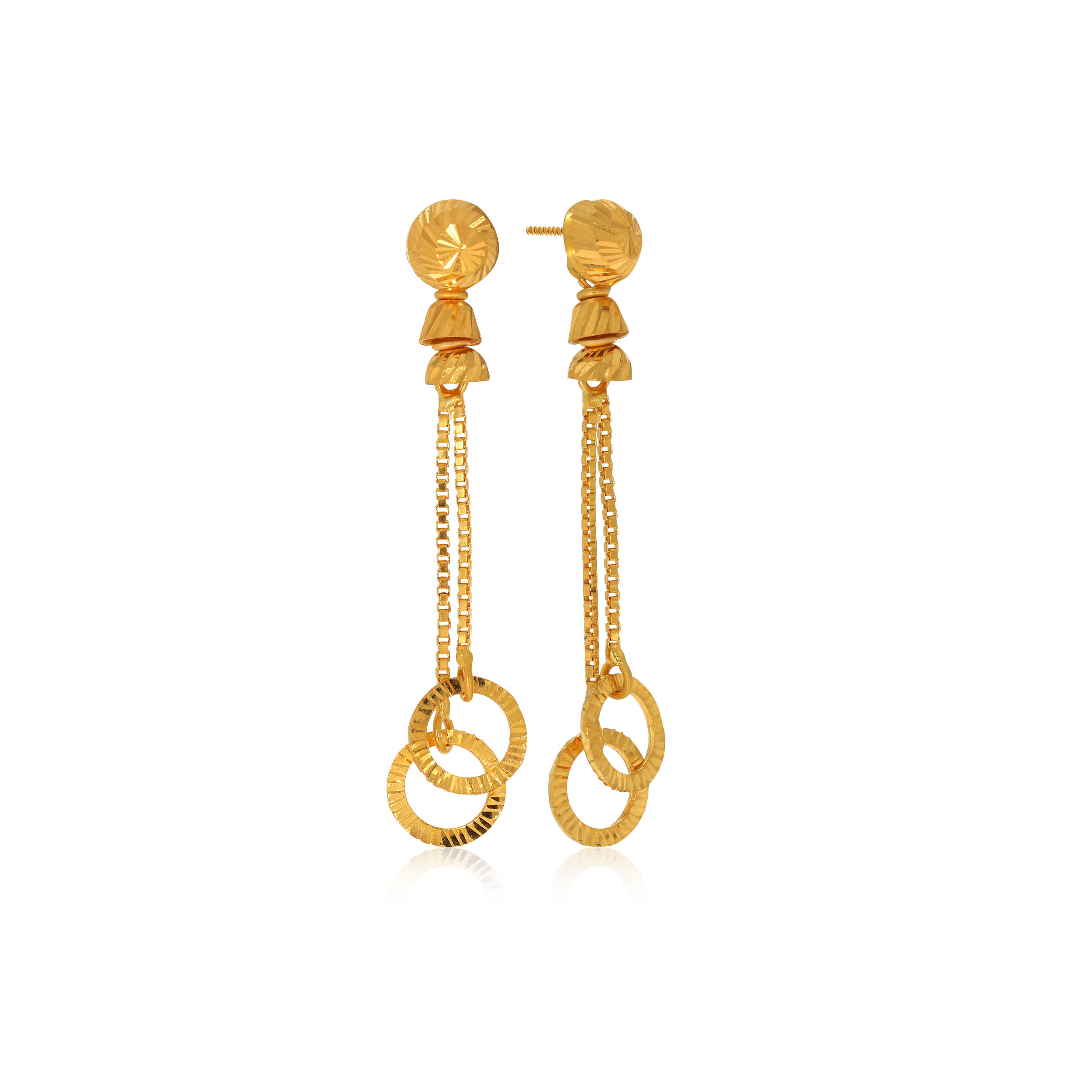 Whimsical Duo Gold Long Earrings - Senco Gold and Diamonds