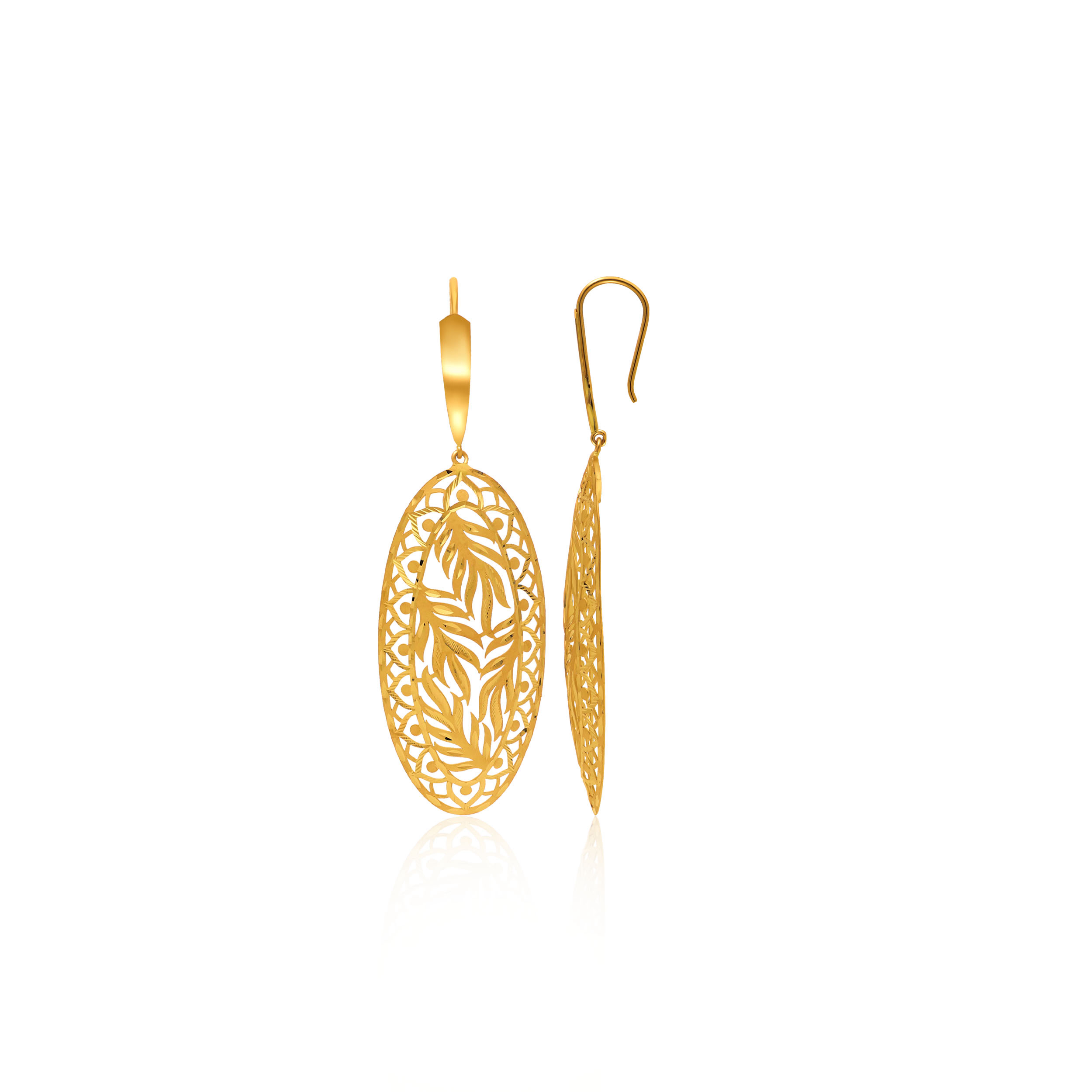 Leafy Splendour Gold Hook Earrings - Senco Gold and Diamonds