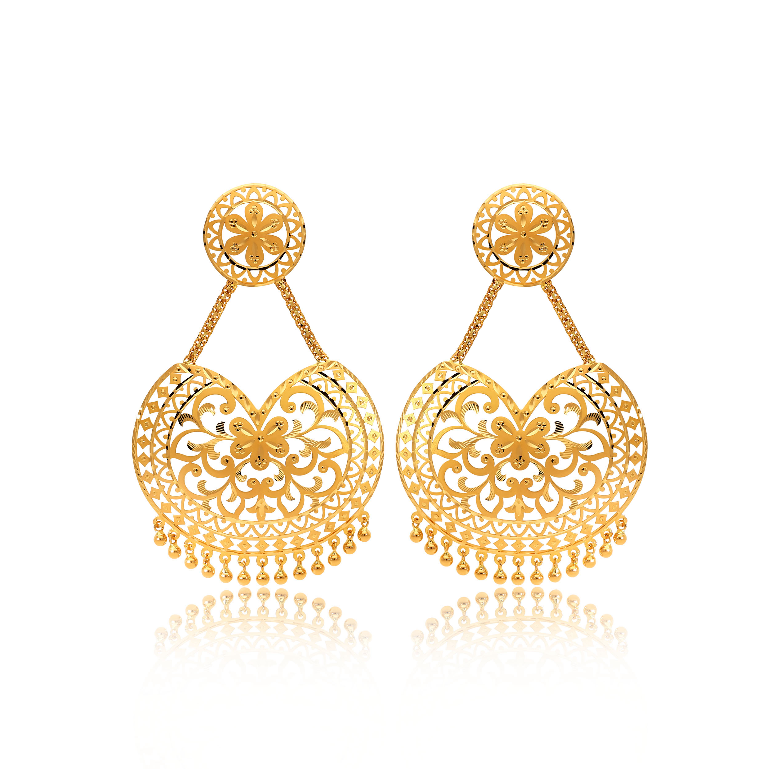 Enchanted Glow Gold Chandbali Earrings - Senco Gold and Diamonds