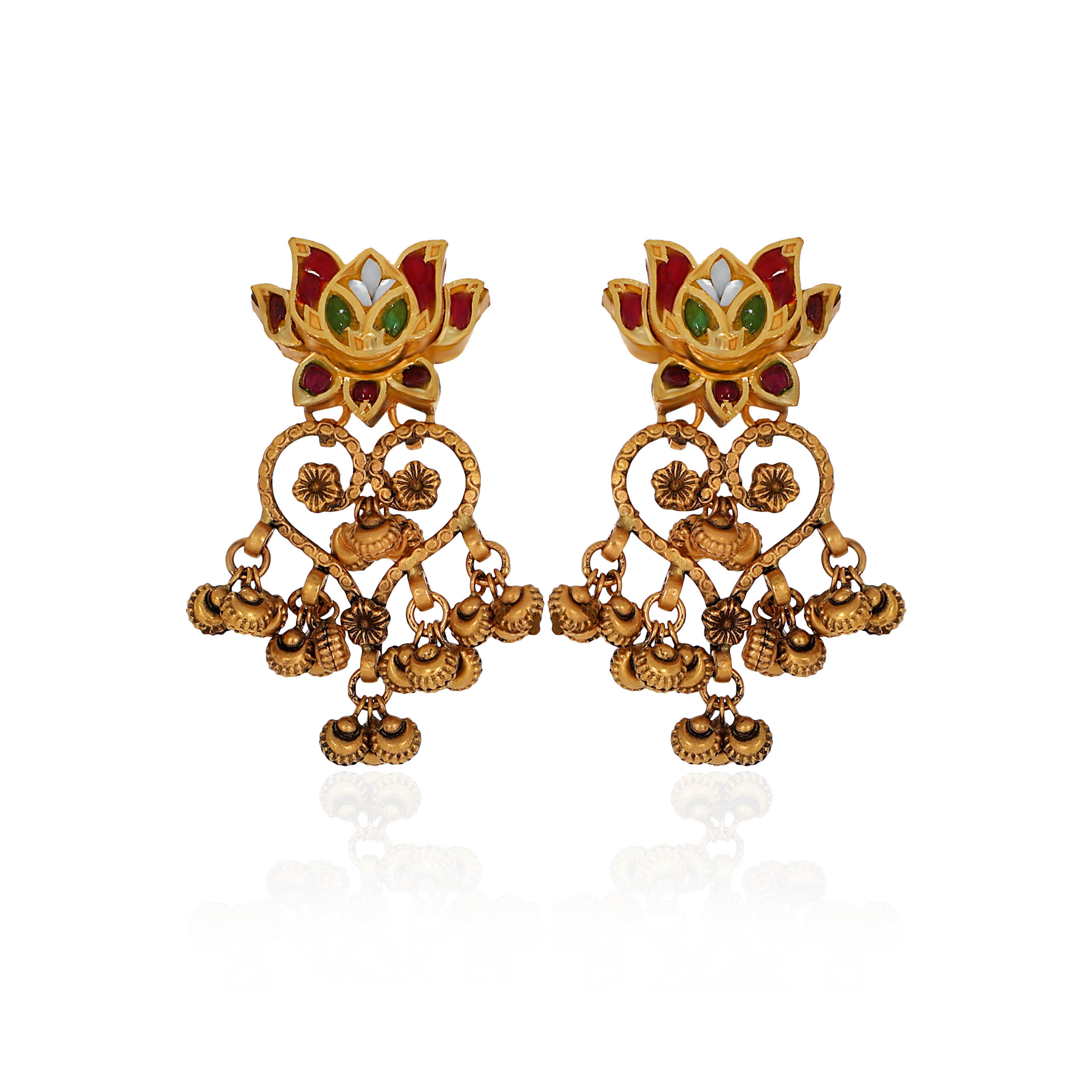 22K Yellow Gold Kundan Drop Earrings-GPGN-D000788466 - Senco Gold and Diamonds
