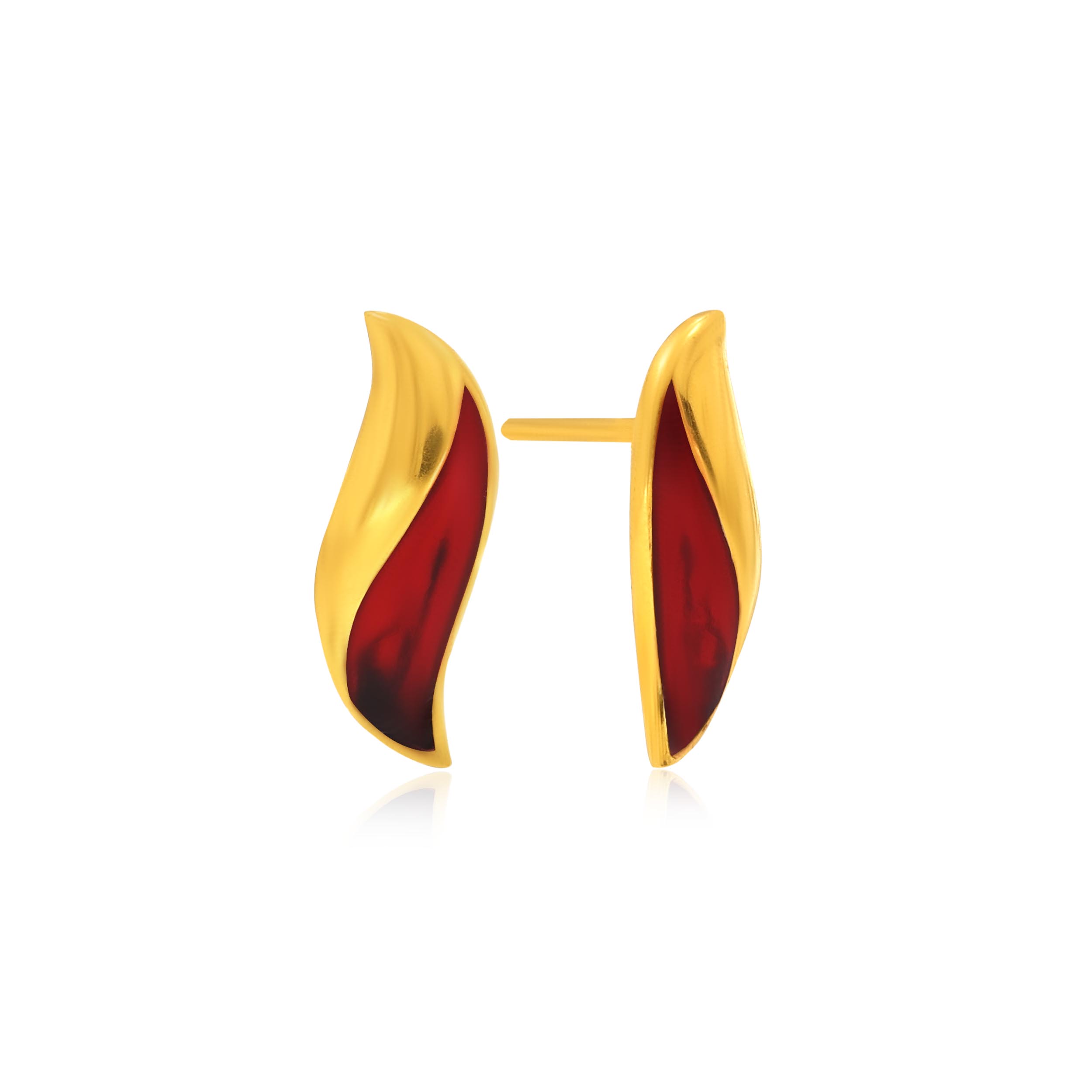 Vibrant Wavy Leaf Gold Studs - Senco Gold and Diamonds