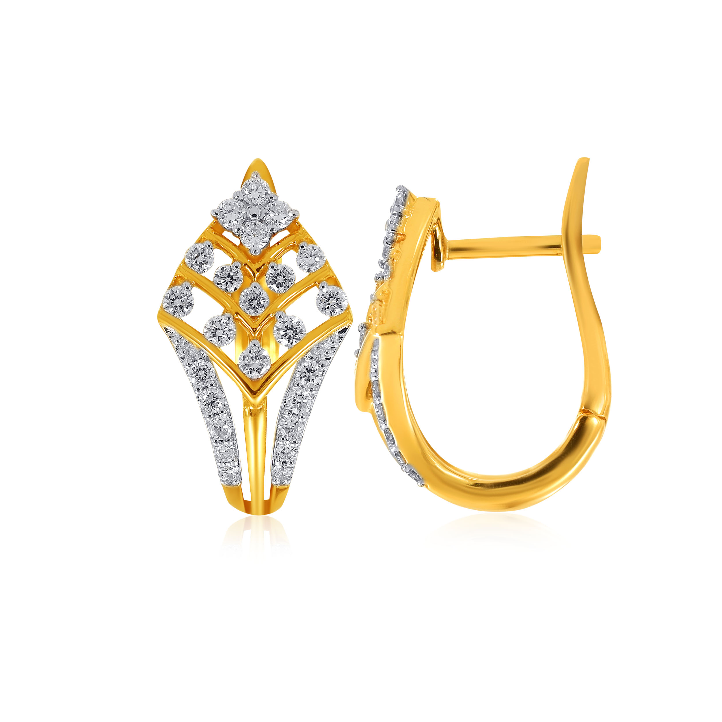 Budding Beauty Diamond Hoop Earrings - Senco Gold and Diamonds