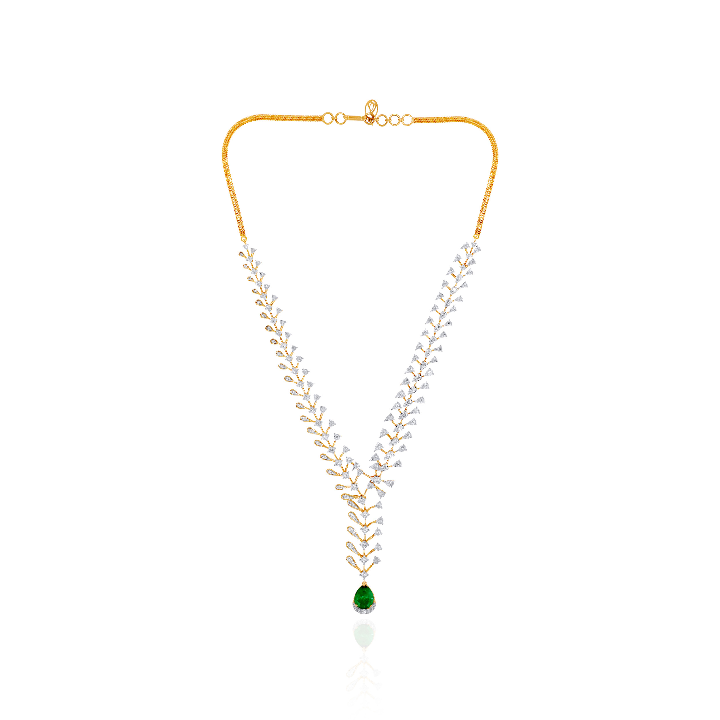 Jade Fleur Diamond Gold Necklace - Senco Gold and Diamonds