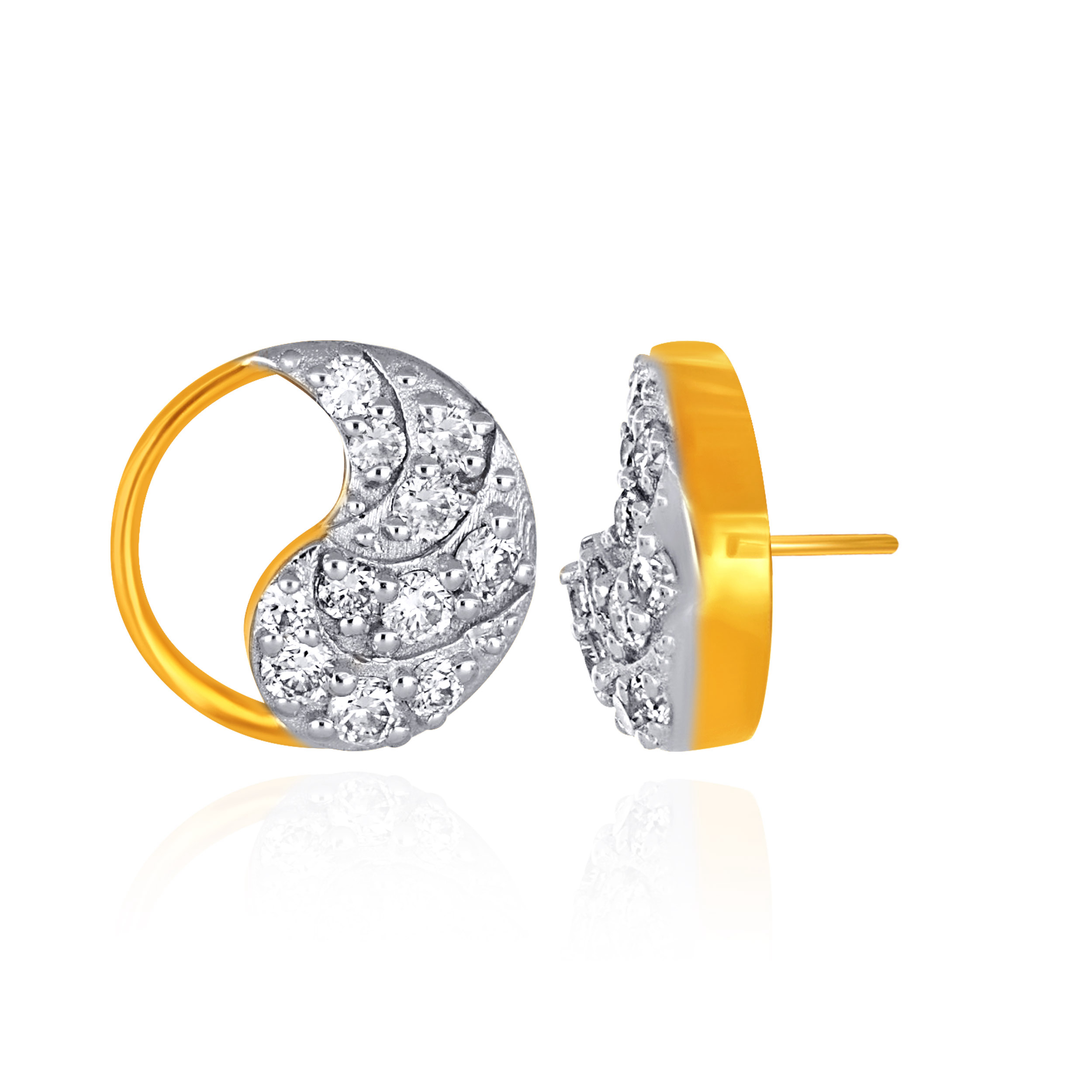 Half-Halo Diamond Studs - Senco Gold and Diamonds