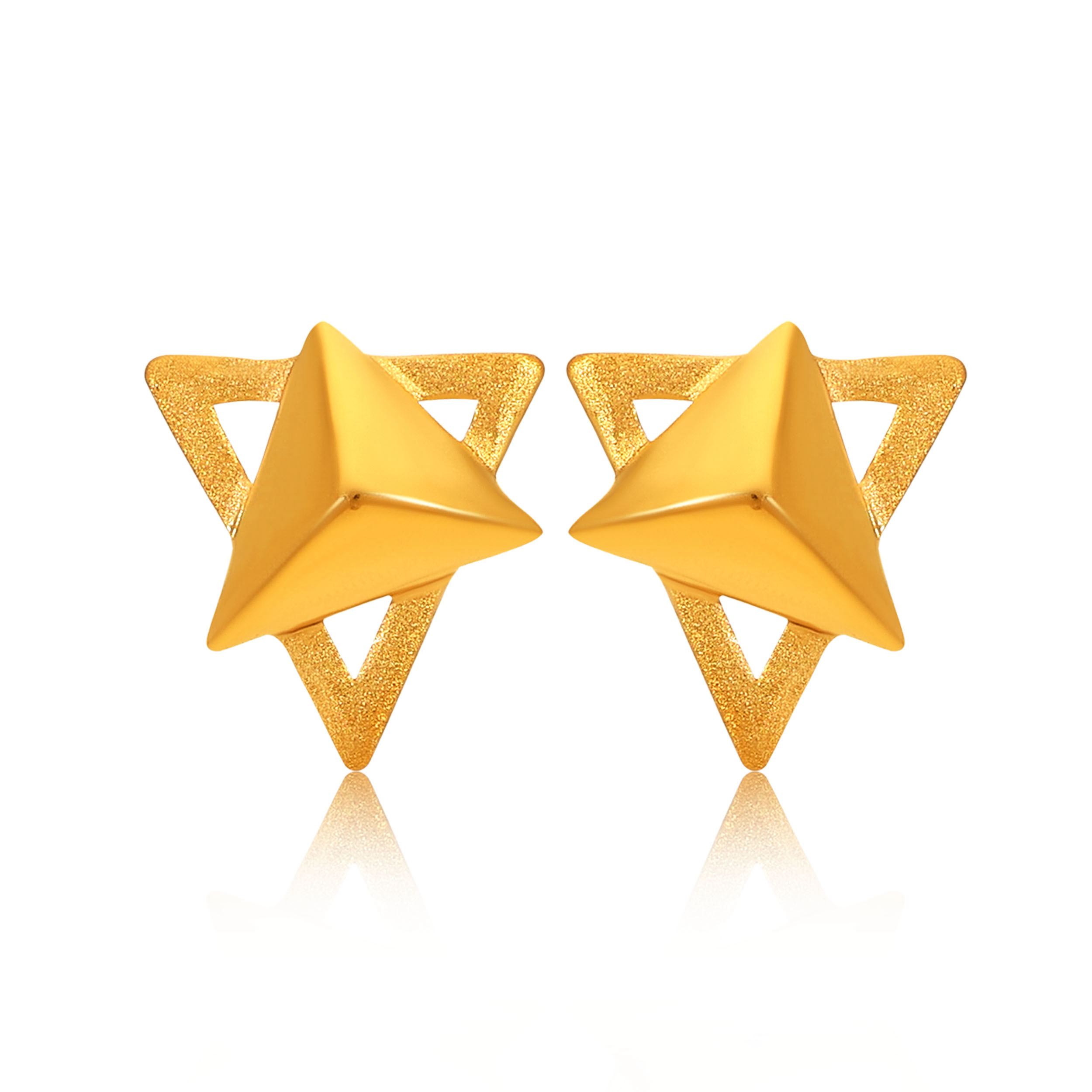Chic Pyramid Gold Studs - Senco Gold and Diamonds