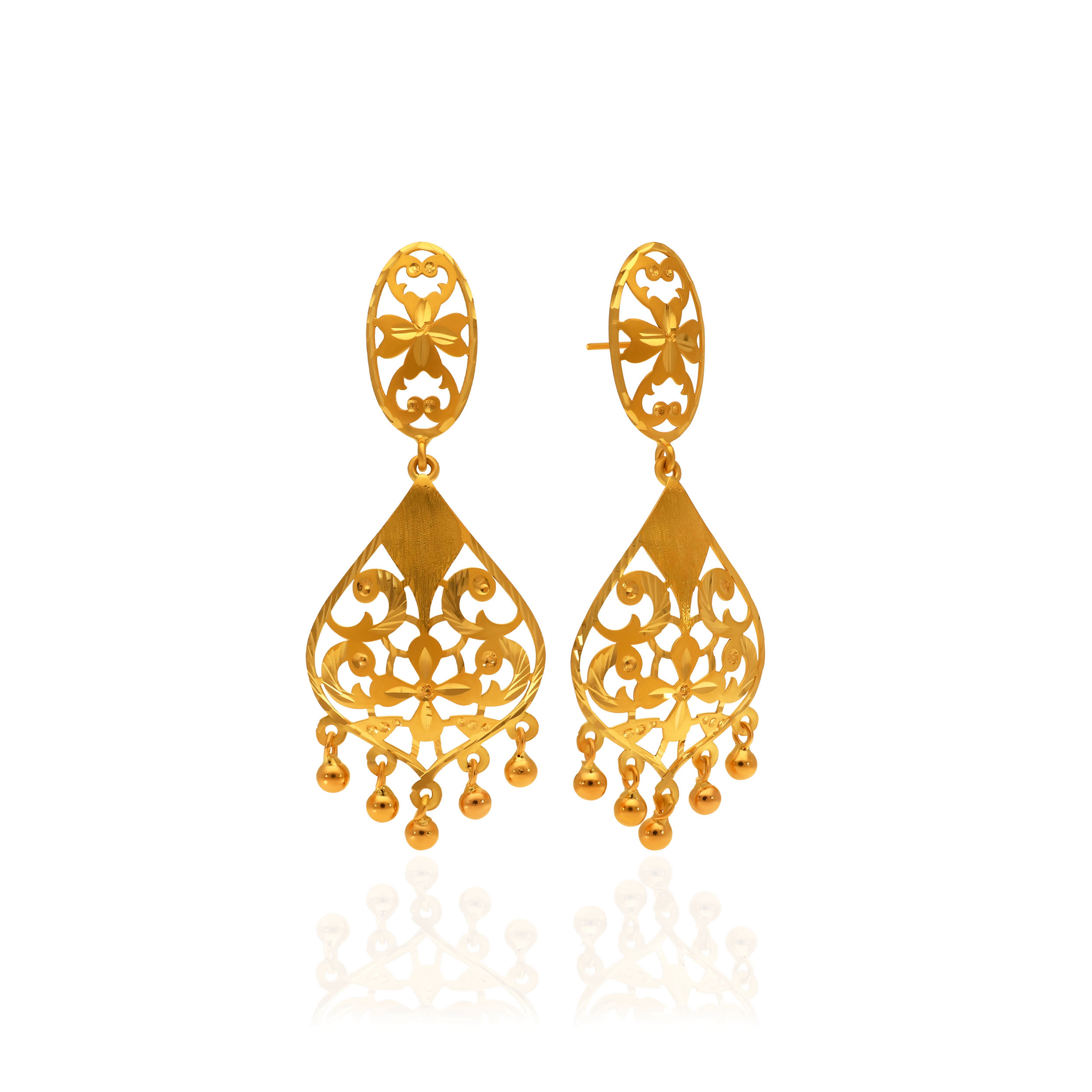 Intrica Filigree Gold Earrings - Senco Gold and Diamonds