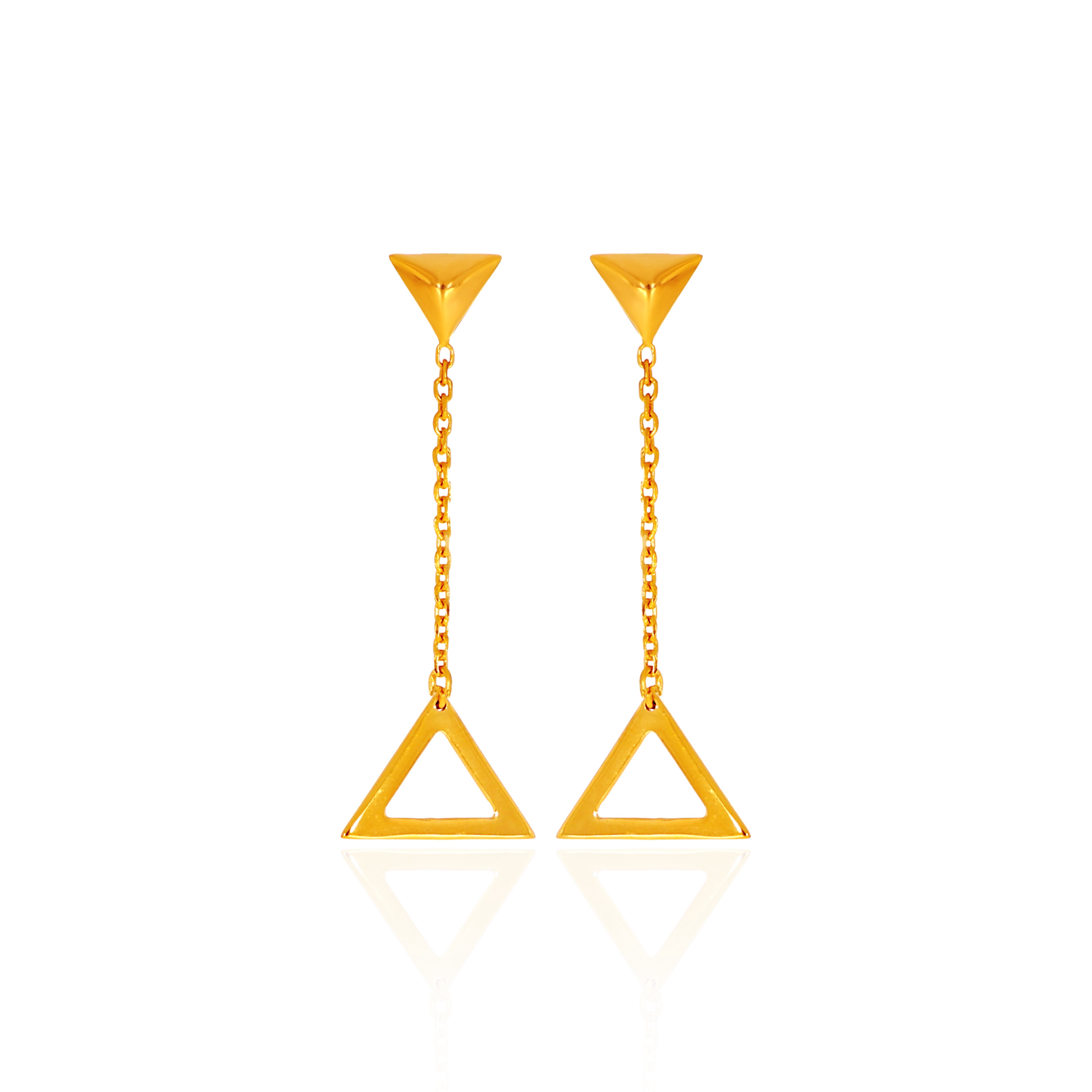 Linear Grace Gold Drop Earrings - Senco Gold and Diamonds