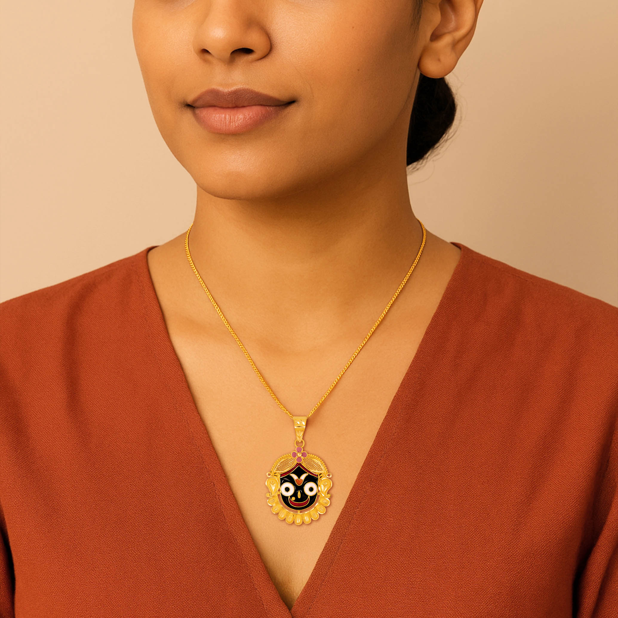 Sacred Aura Lord Jagannath Gold Pendant - Senco Gold and Diamonds