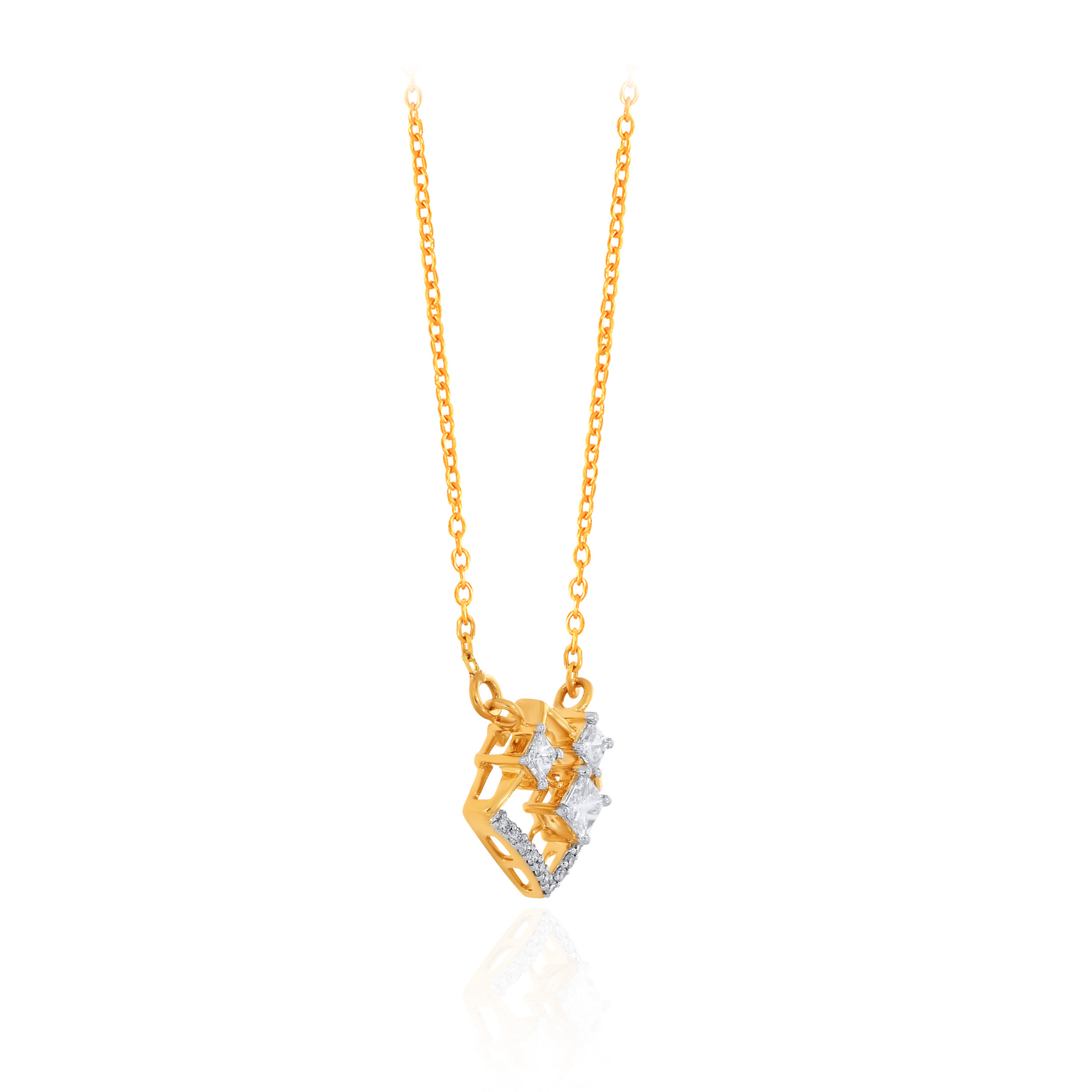 Golden Rhombus Diamond Chain Pendant - Senco Gold and Diamonds