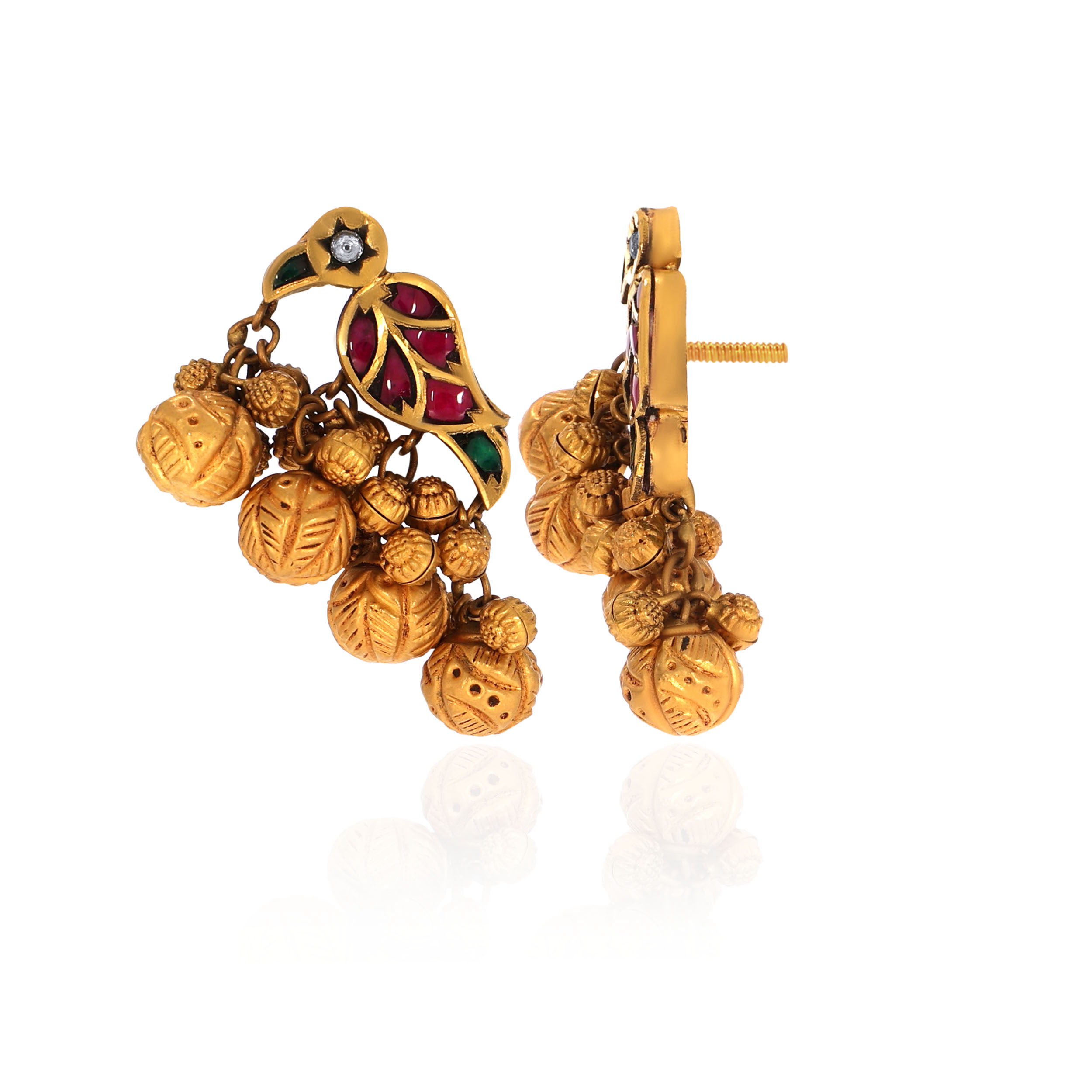 22K Yellow Gold Kundan Studs Earrings-GPGN-D000788452 - Senco Gold and Diamonds