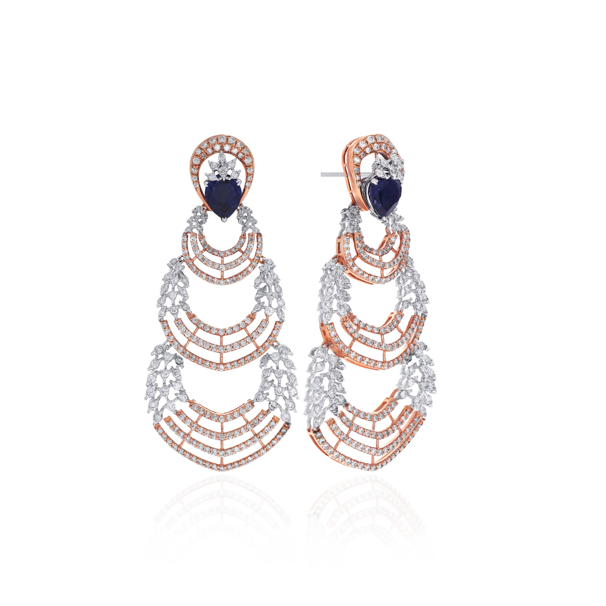 Opulent Radiance Three-Tiered Diamond Earrings - Senco Gold and Diamonds