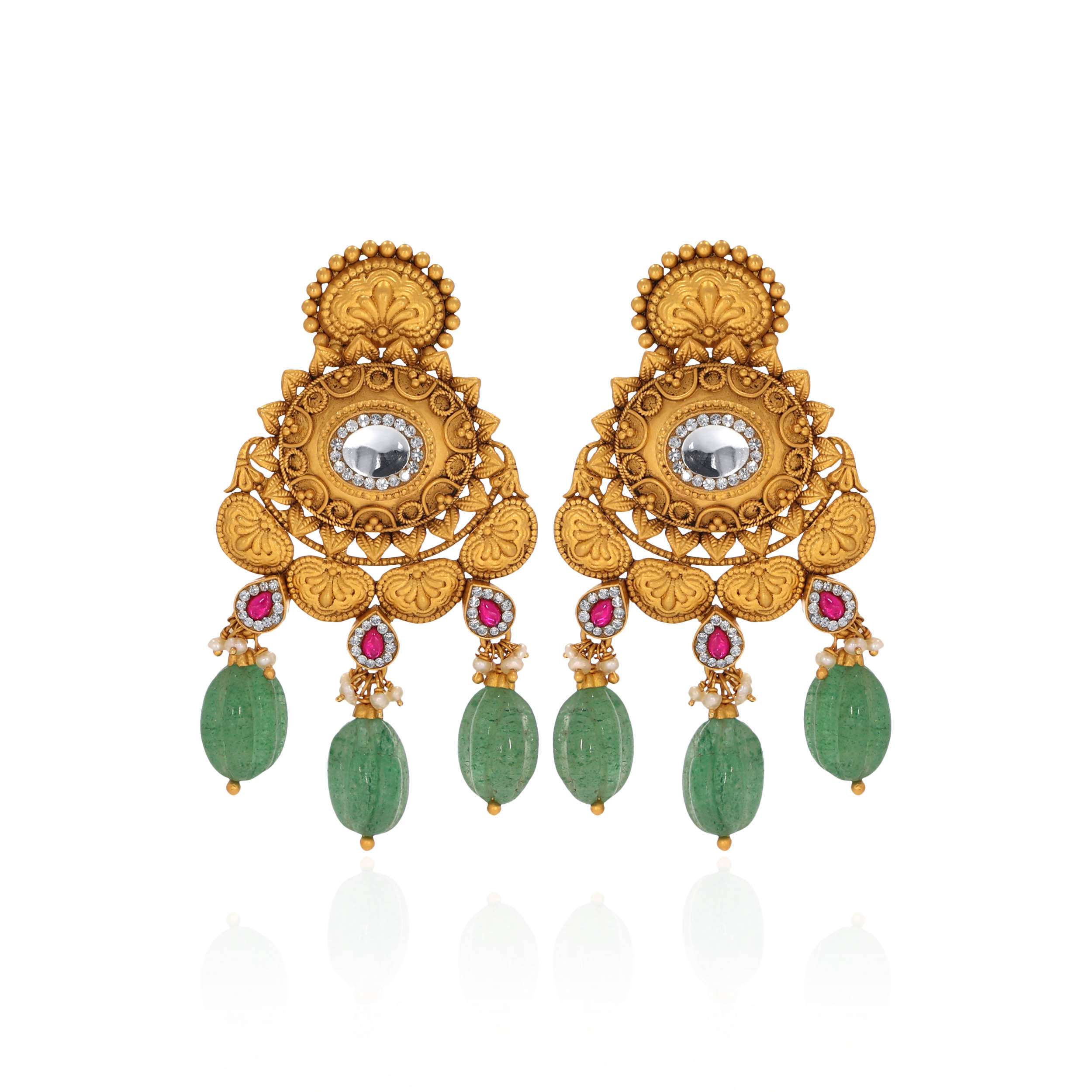 Regal Legacy Kundan Earrings - Senco Gold and Diamonds