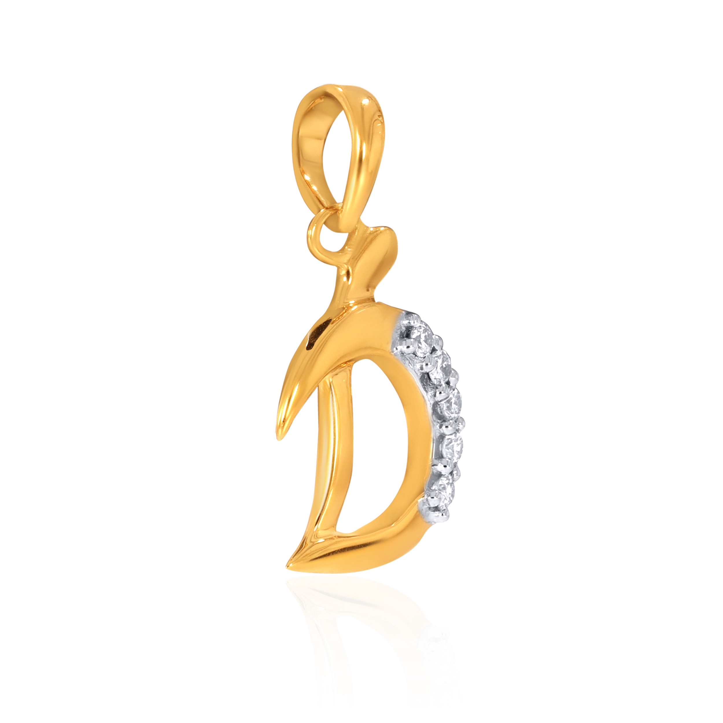 18K Yellow Gold D Alphabet Diamond Pendant-DPN-D000748631 - Senco Gold and Diamonds