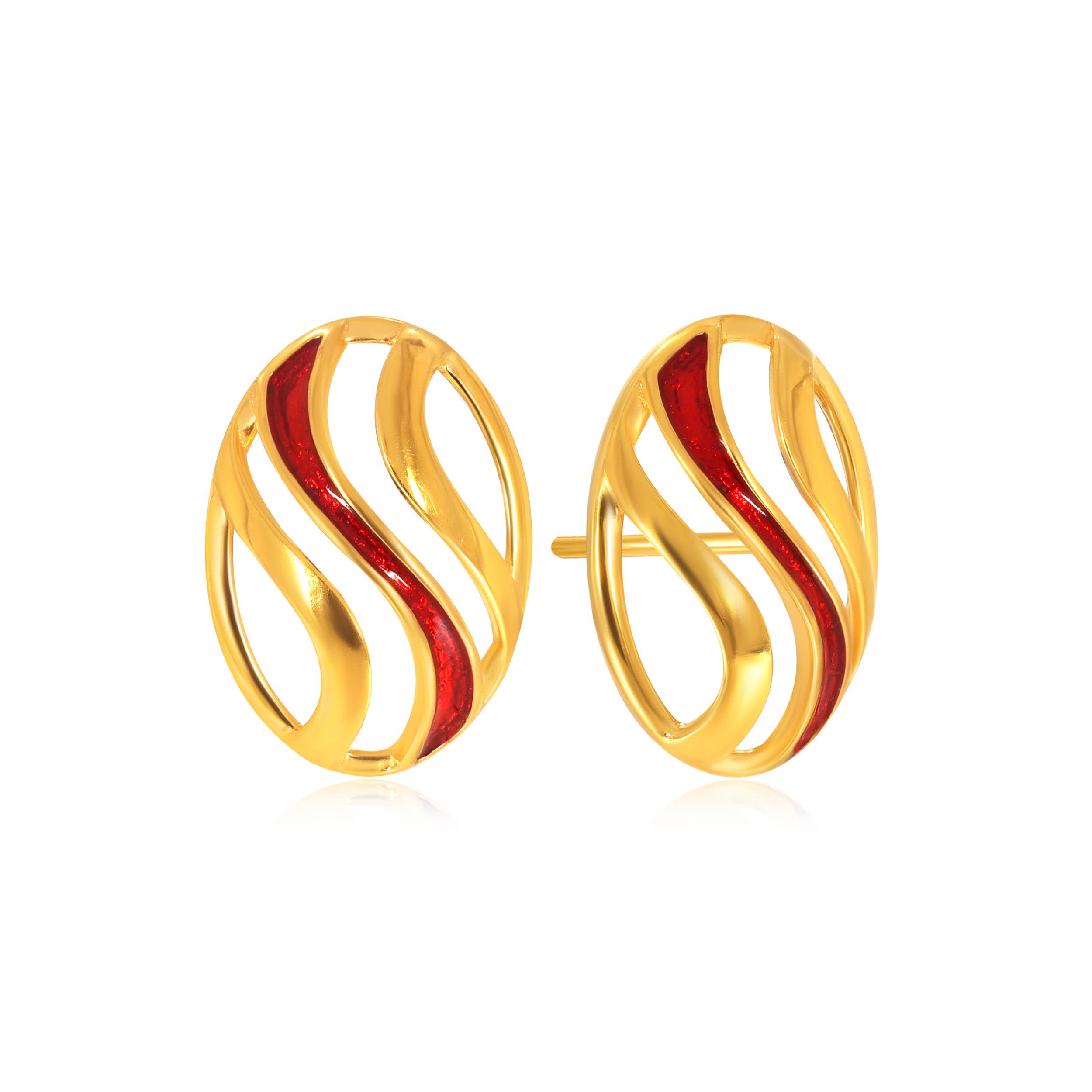 Wavy Hermosa Gold Studs - Senco Gold and Diamonds