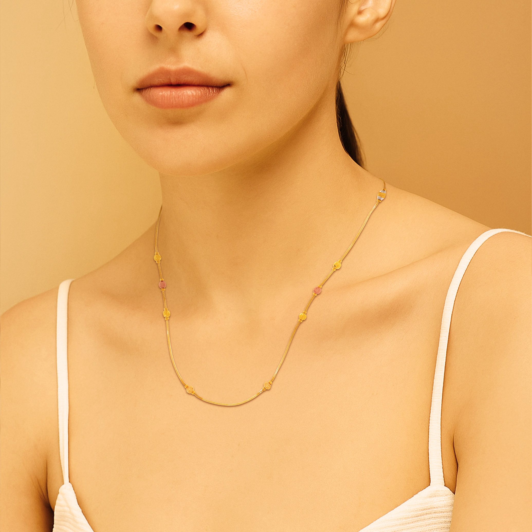 Urban Glow Beaded Gold Chain - Senco Gold and Diamonds