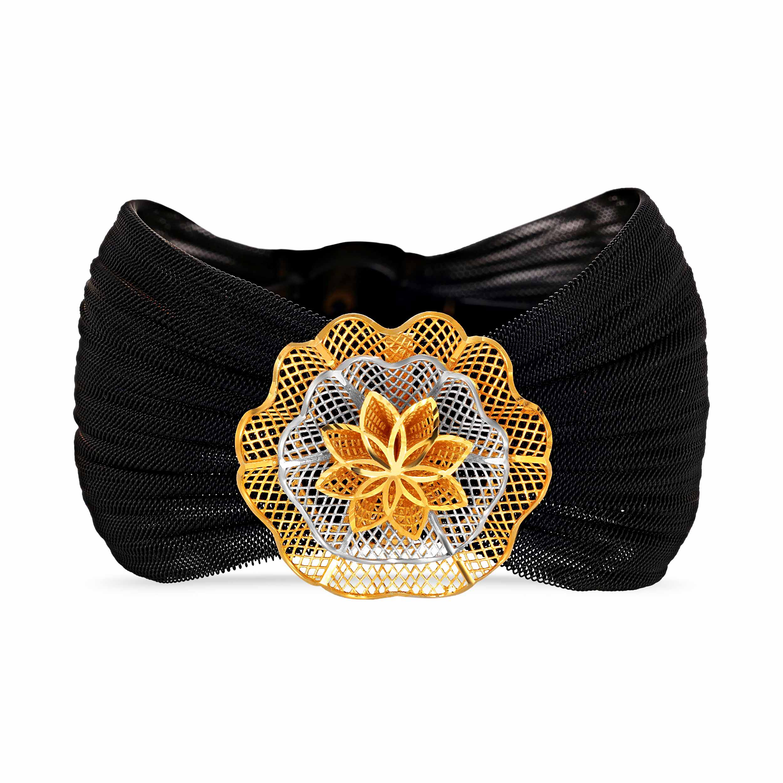 Black Woven Statement Gold Chur Bangle - Senco Gold and Diamonds