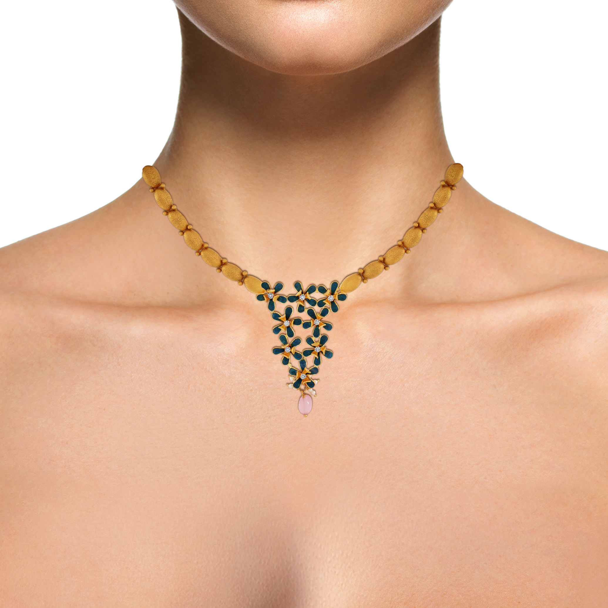 22K Yellow Gold Antique Kundan Necklace-GN-D000779669 - Senco Gold and Diamonds