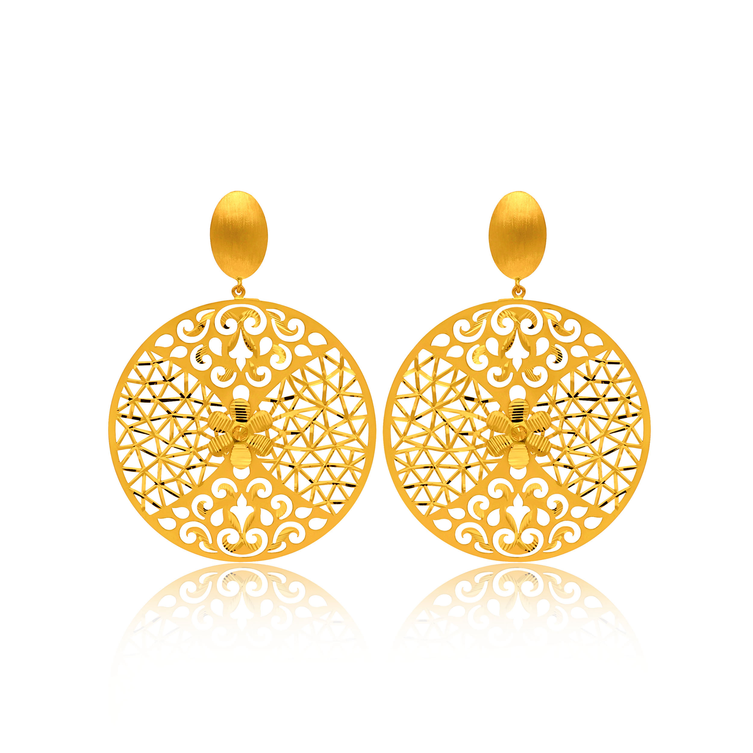 22K Yellow Gold Dangler Earrings-GP-SAD0004910 - Senco Gold and Diamonds