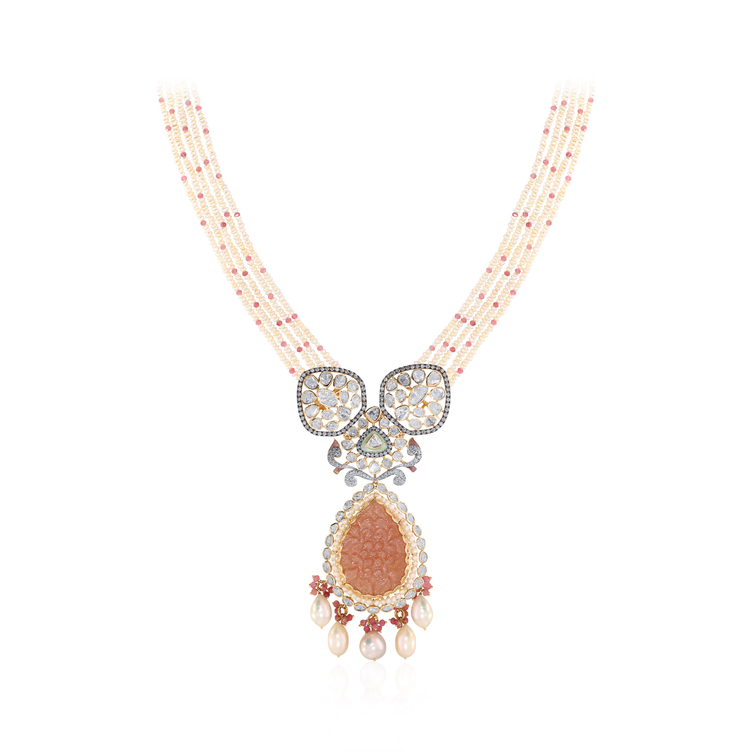 Exquisite Droplet Polki Diamond Necklace - Senco Gold and Diamonds