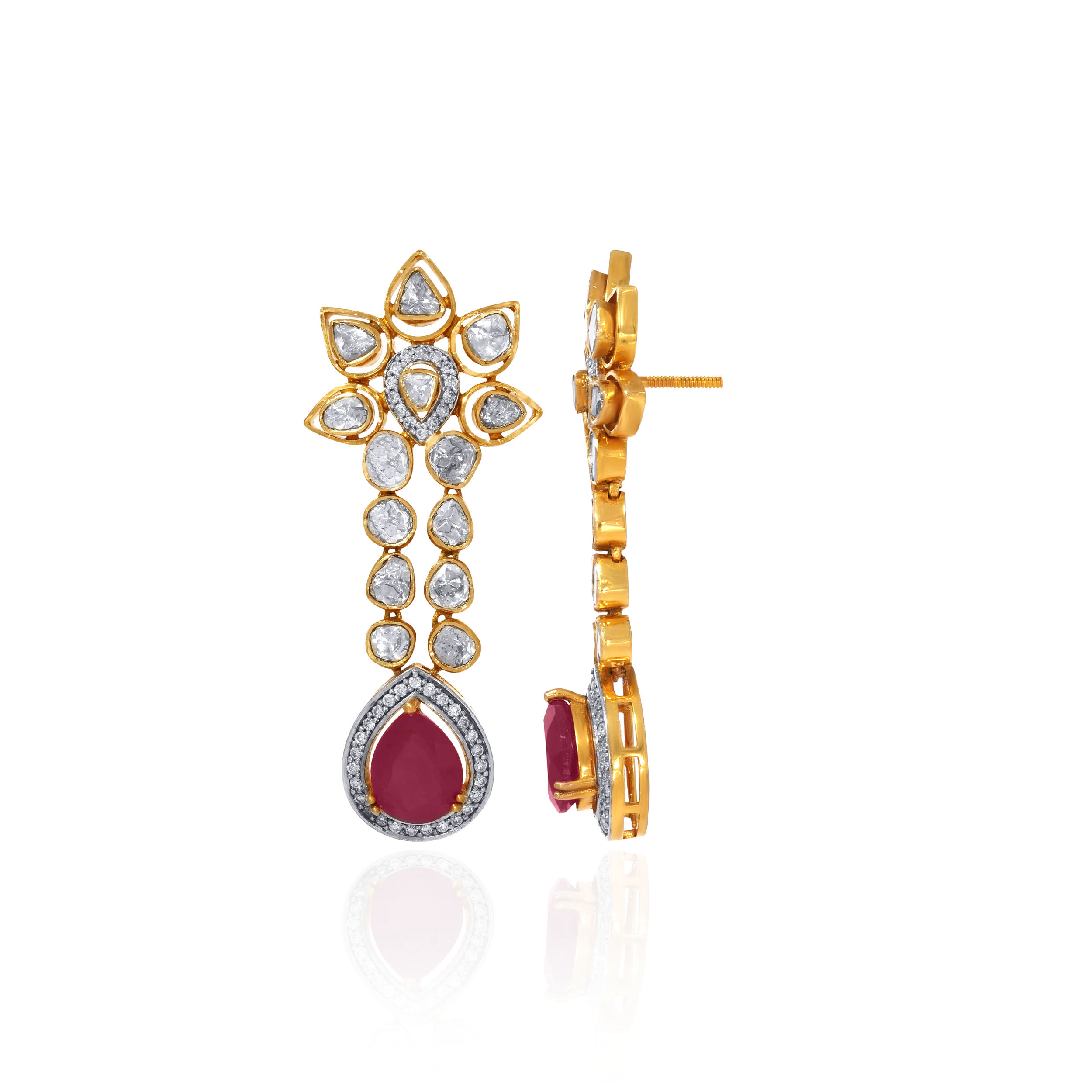 Sakura Spark Polki Diamond Earrings
 - Senco Gold and Diamonds