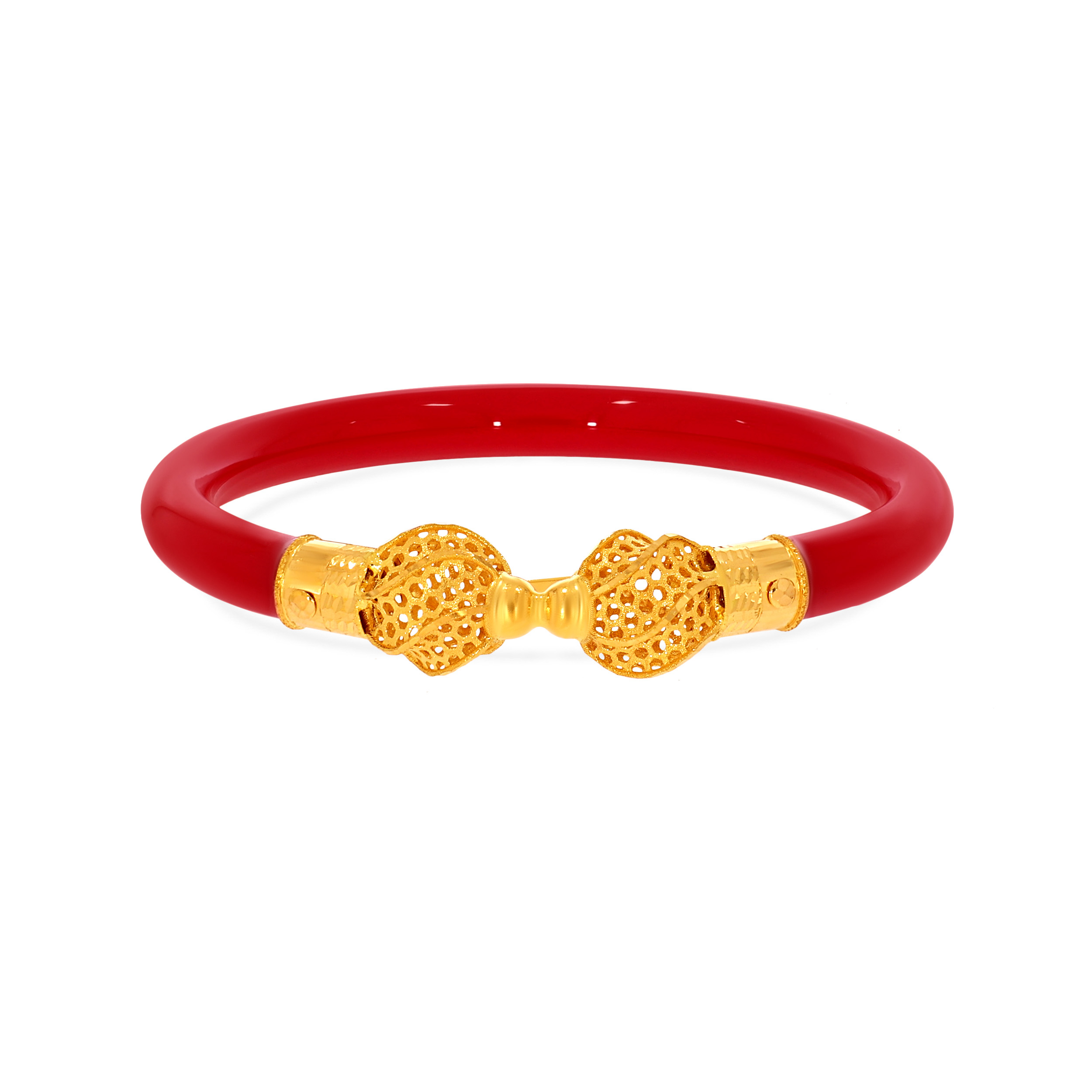 Graceful Vermilion Gold Mukh Pola Bangle - Senco Gold and Diamonds