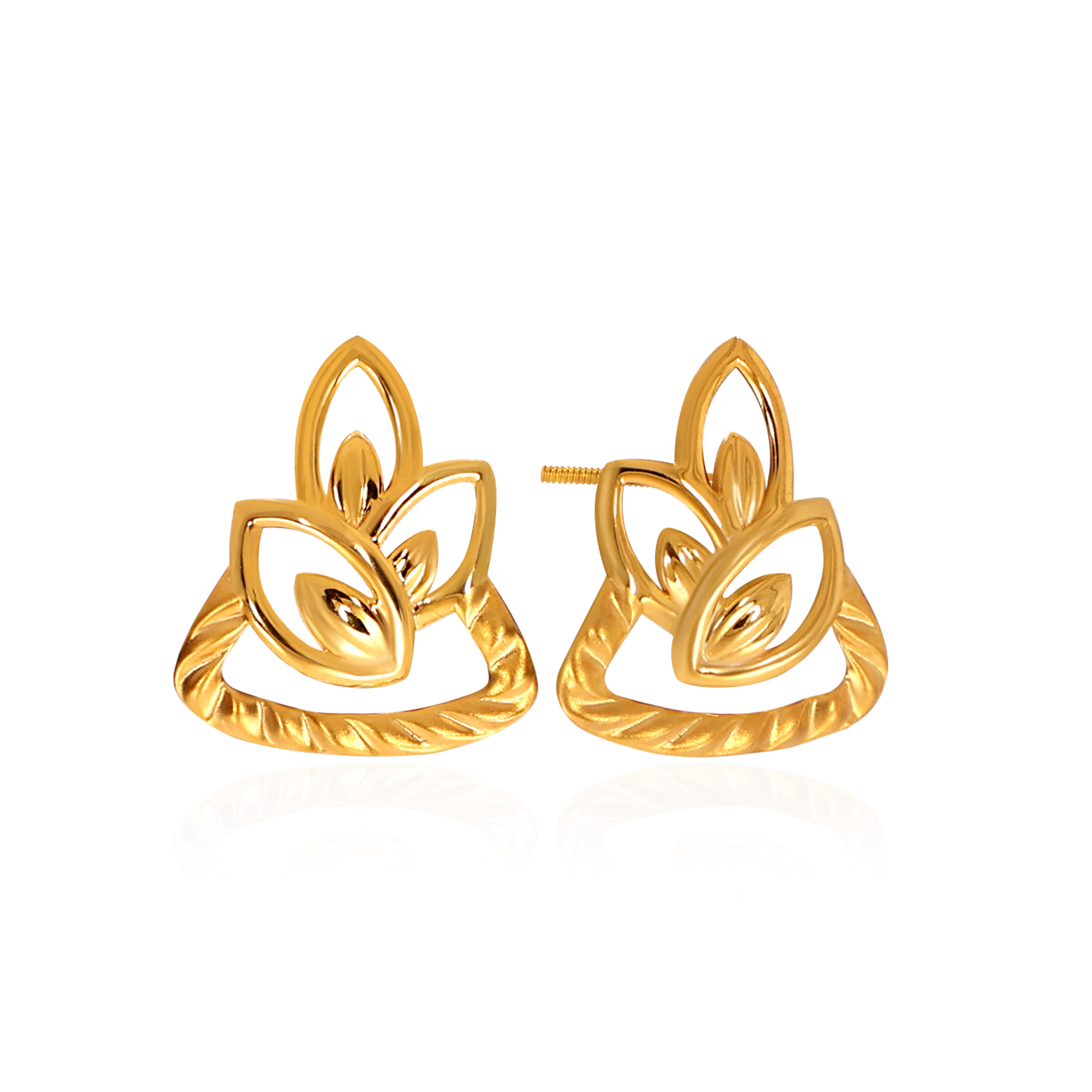 Harmonious Petals Gold Studs  - Senco Gold and Diamonds