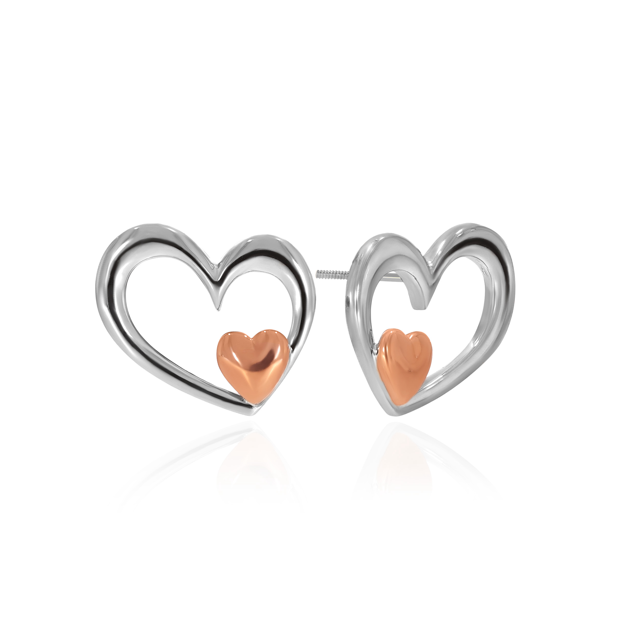Two Hearts One Love Platinum Earrings - Senco Gold and Diamonds